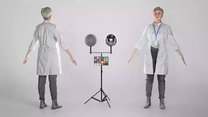 Adult woman in a medical gown ready for animation 192