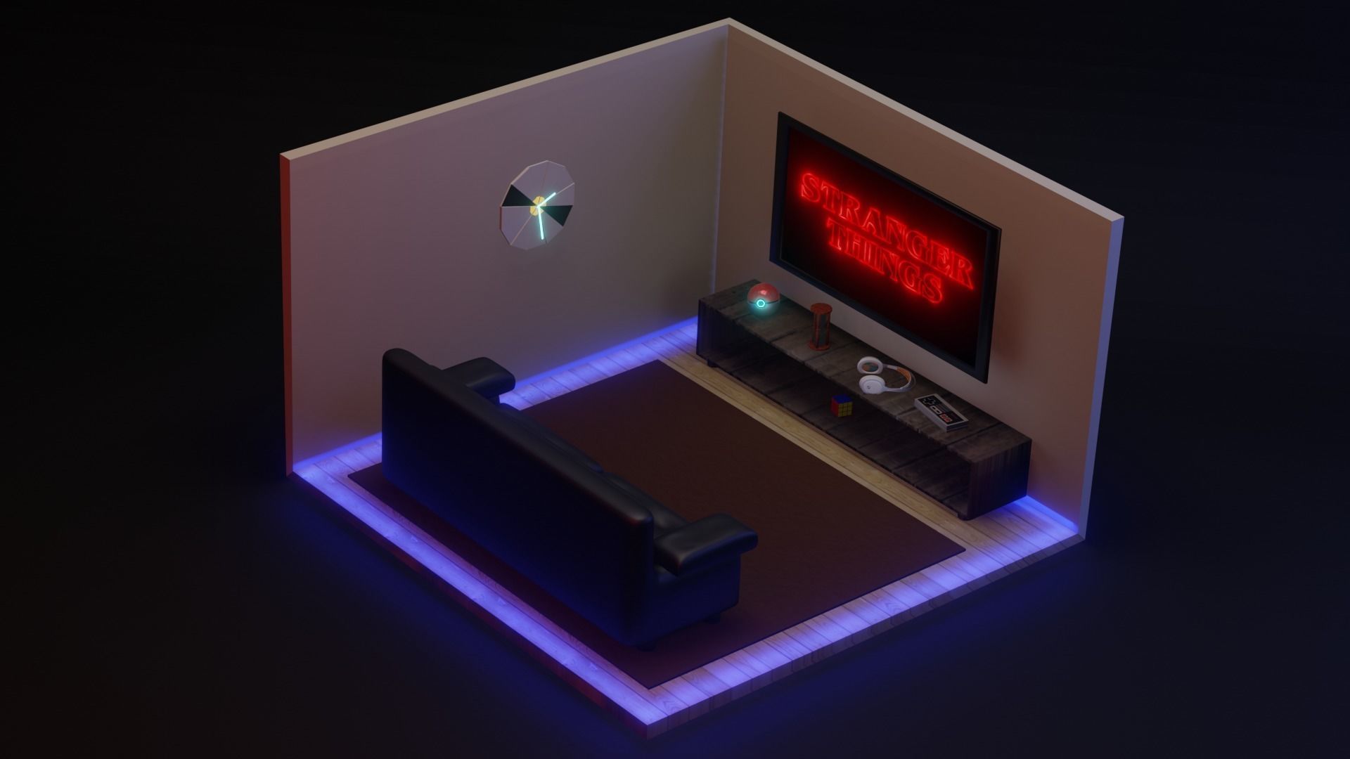 Sci fi recording studio 3D model_8