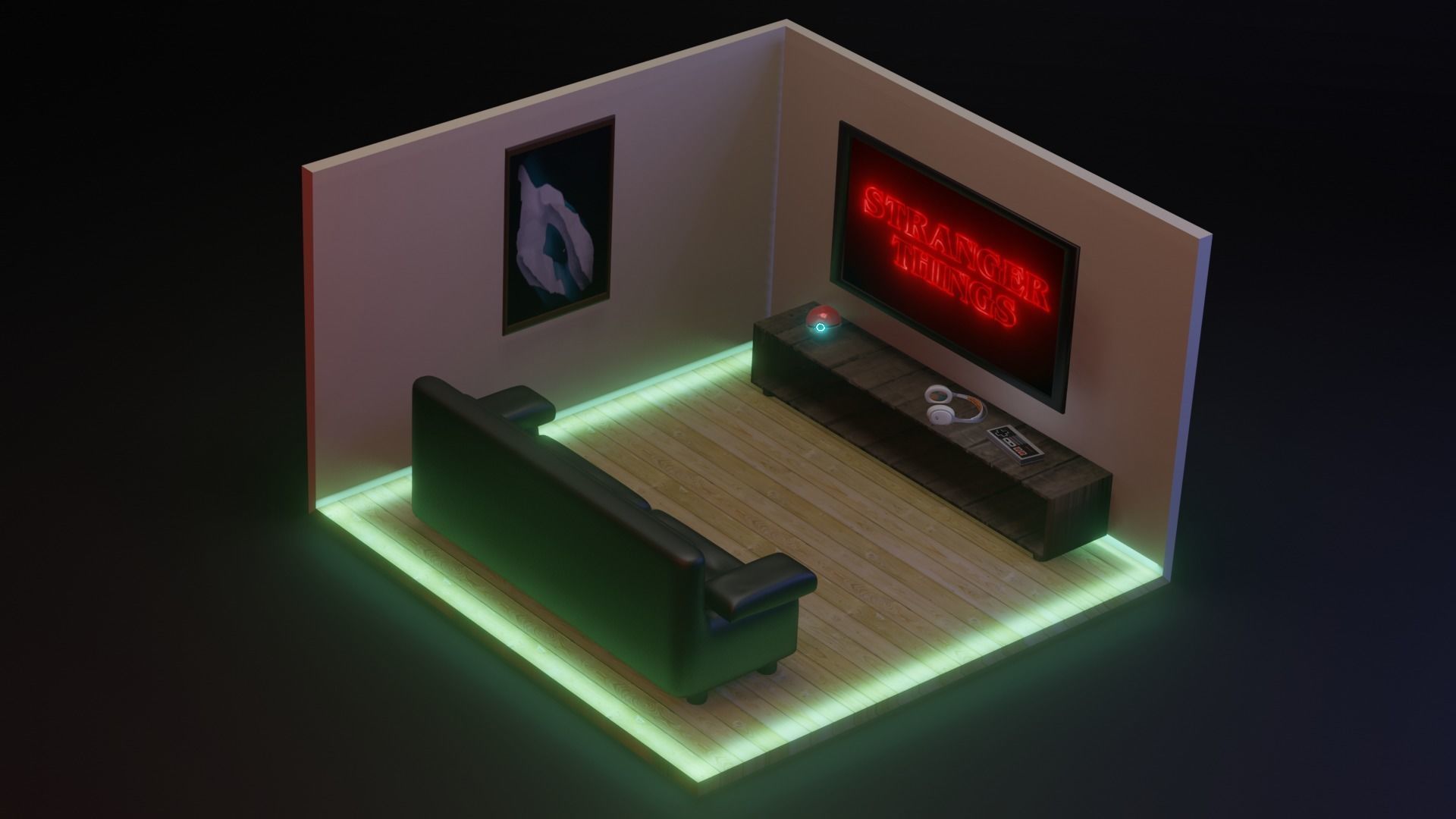 Sci fi recording studio 3D model_2