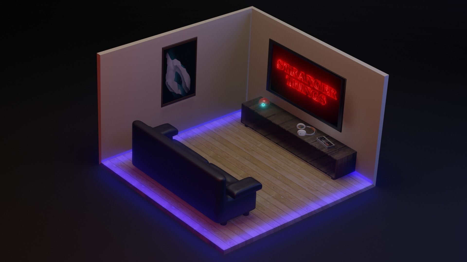 Sci fi recording studio 3D model_4