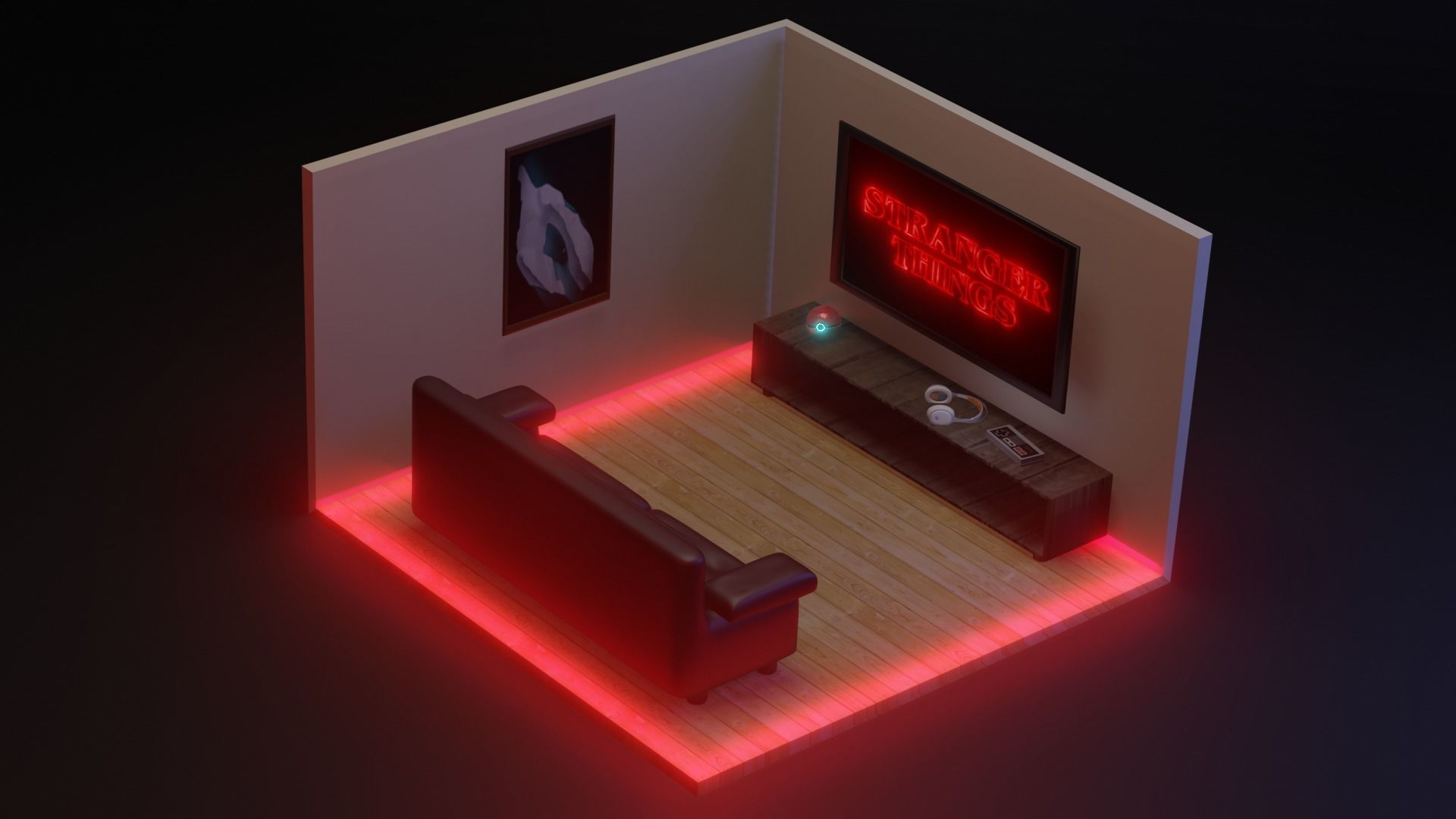 Sci fi recording studio 3D model_7