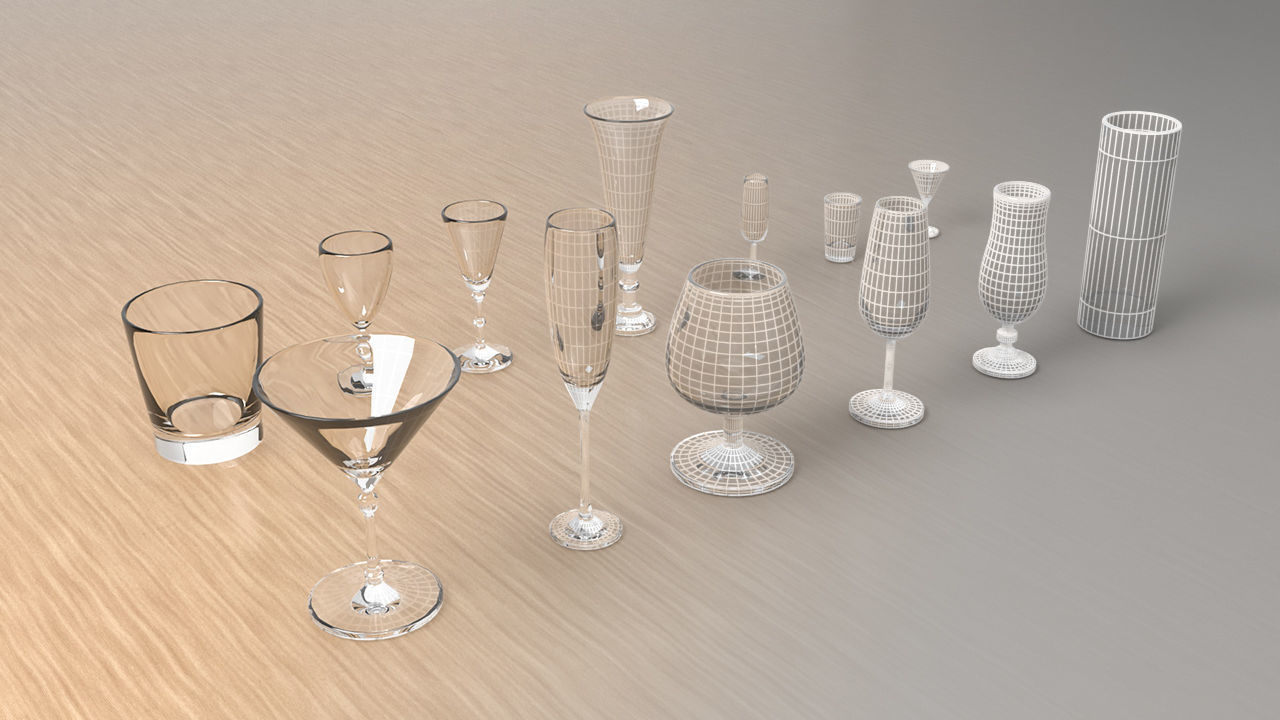 Wine glasses 3D model_2