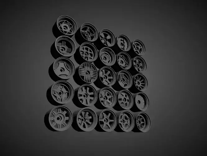 Classic JDM cars rims with Brakes and tires for Hot Wheels 3D Model Collection