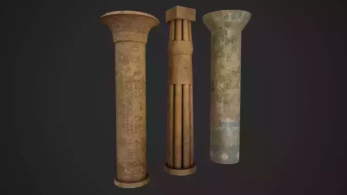 Egypt Column Pack Low-poly 3D model