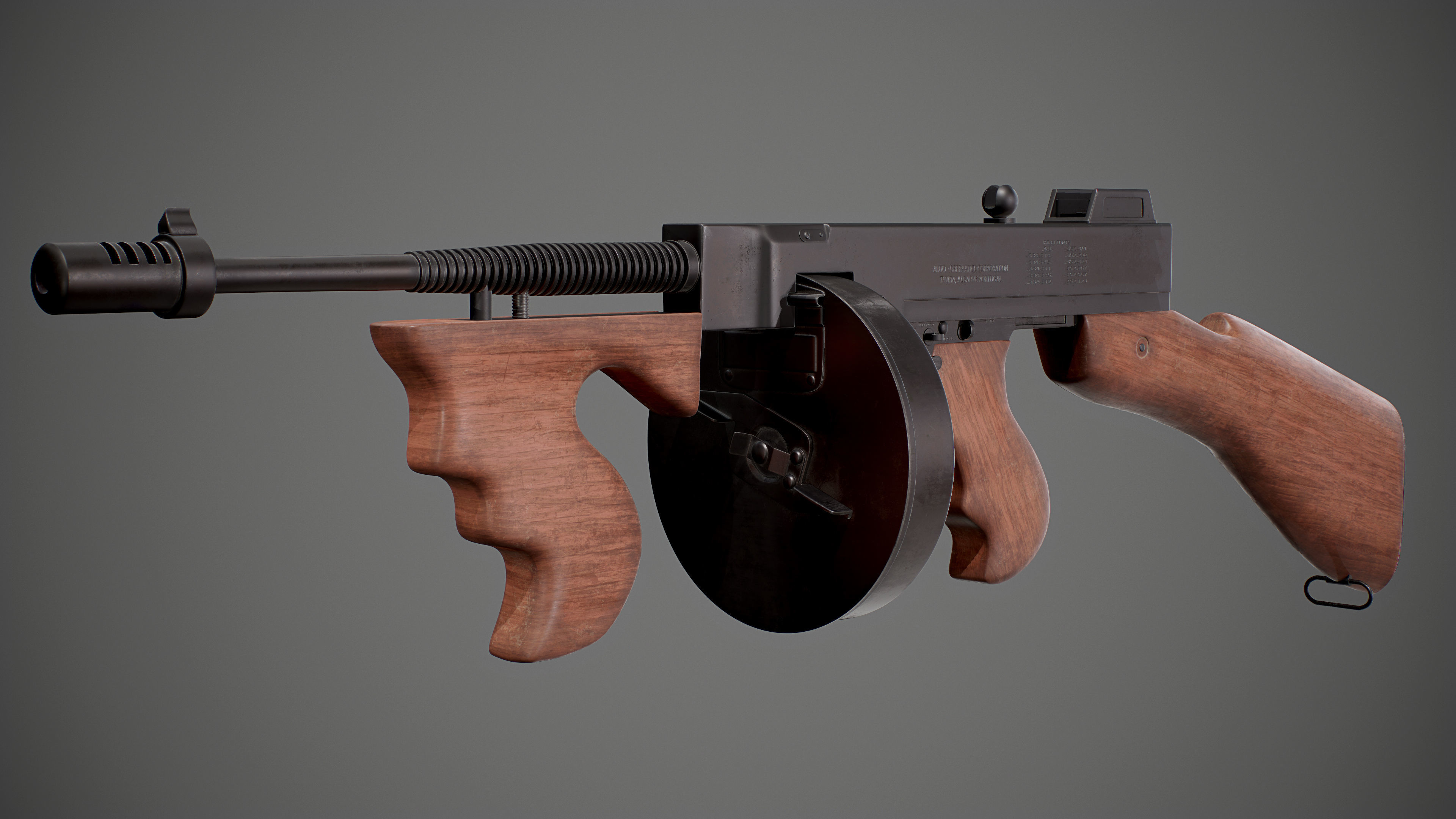 Thompson submachine gun Low-poly 3D model_15