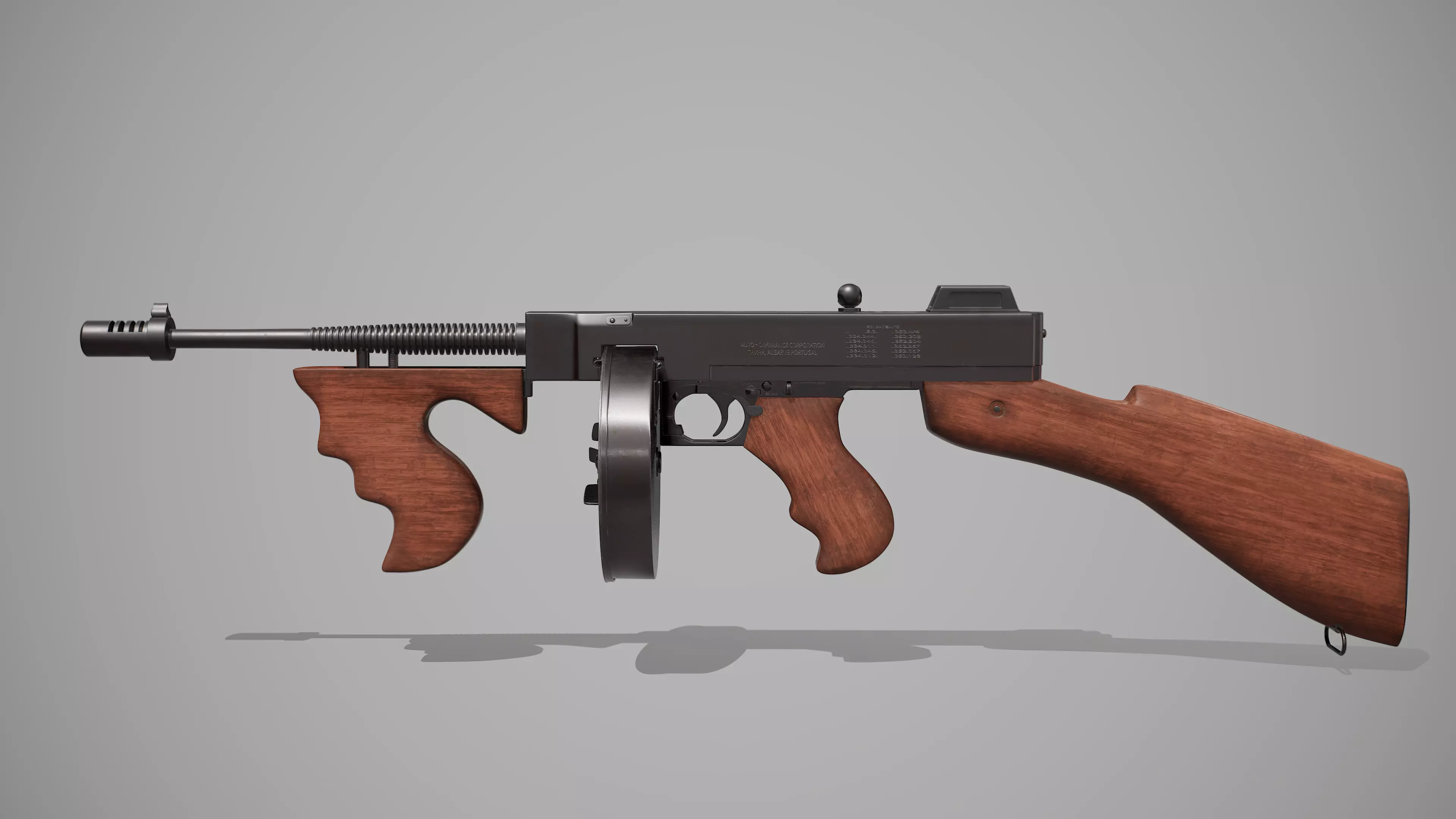 Thompson submachine gun Low-poly 3D model_0