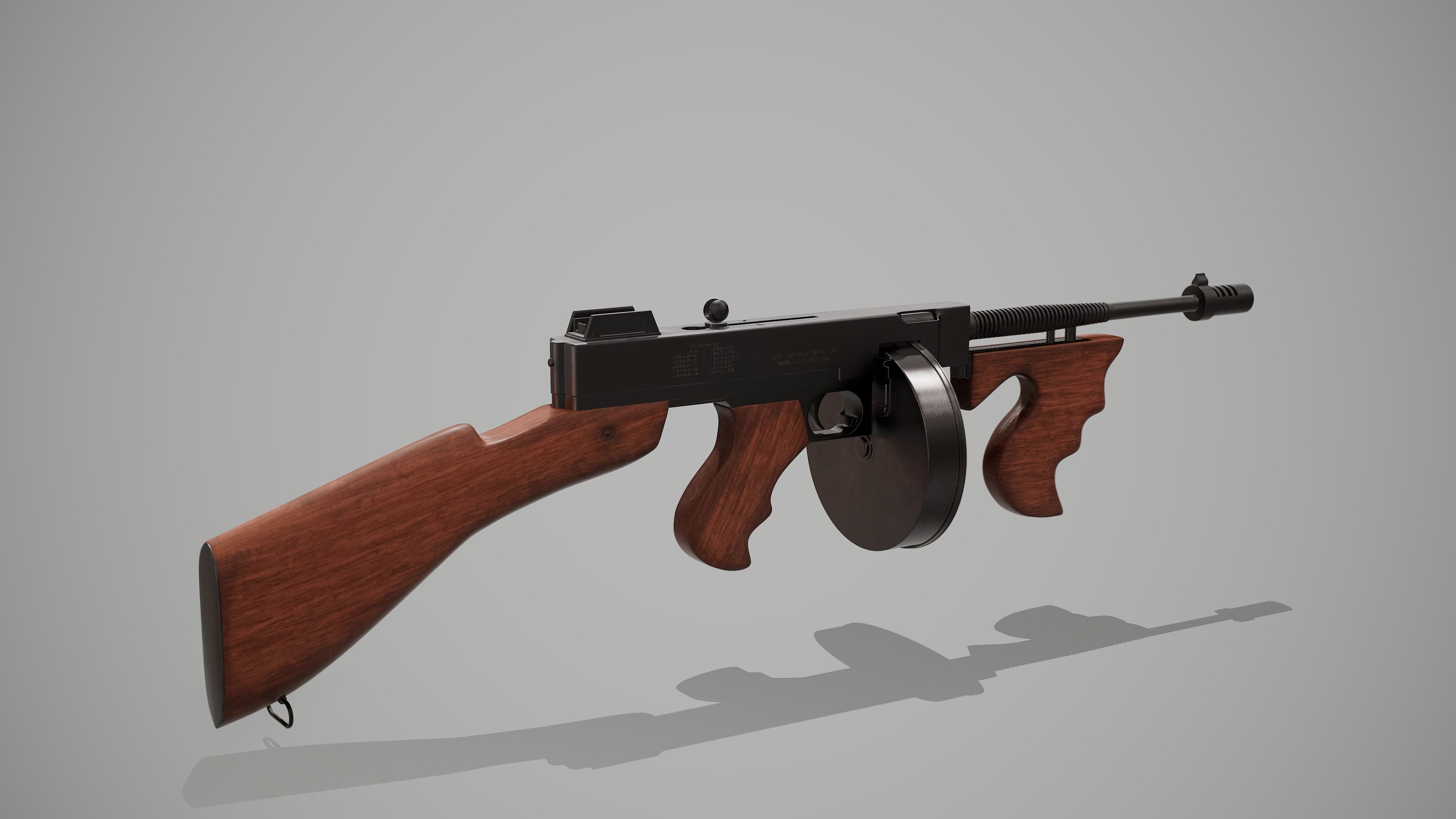 Thompson submachine gun Low-poly 3D model_3