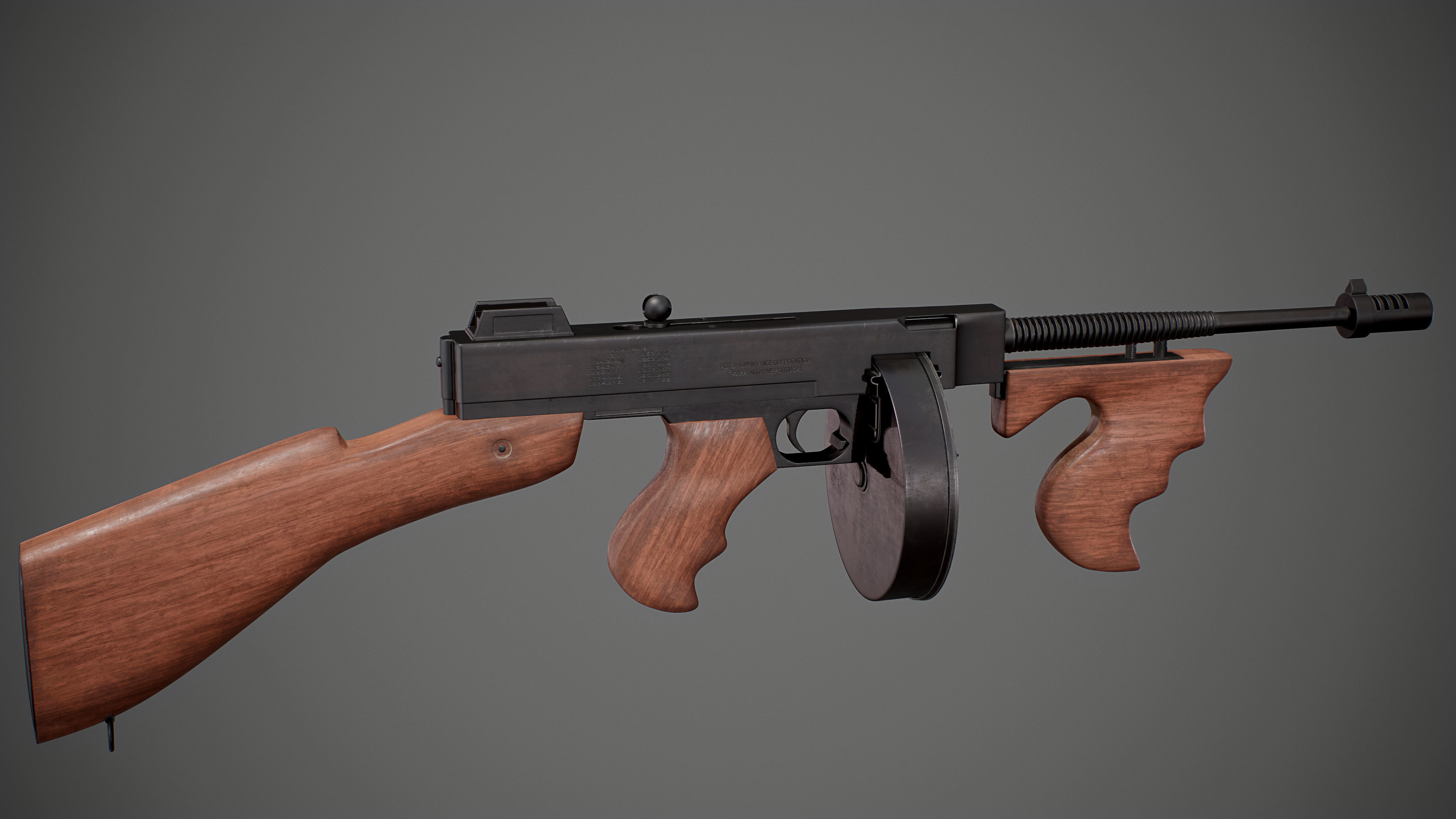 Thompson submachine gun Low-poly 3D model_11