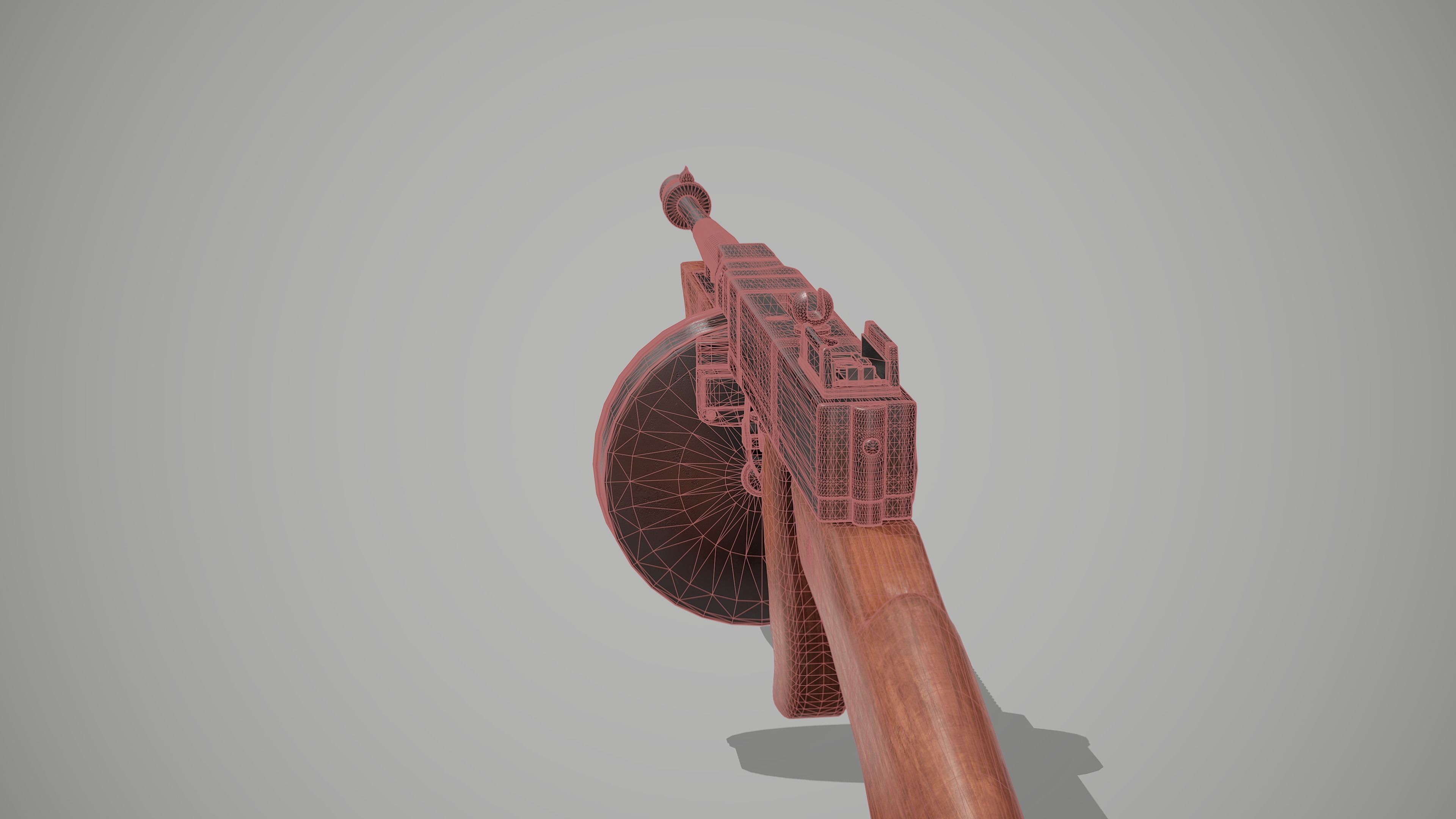 Thompson submachine gun Low-poly 3D model_8