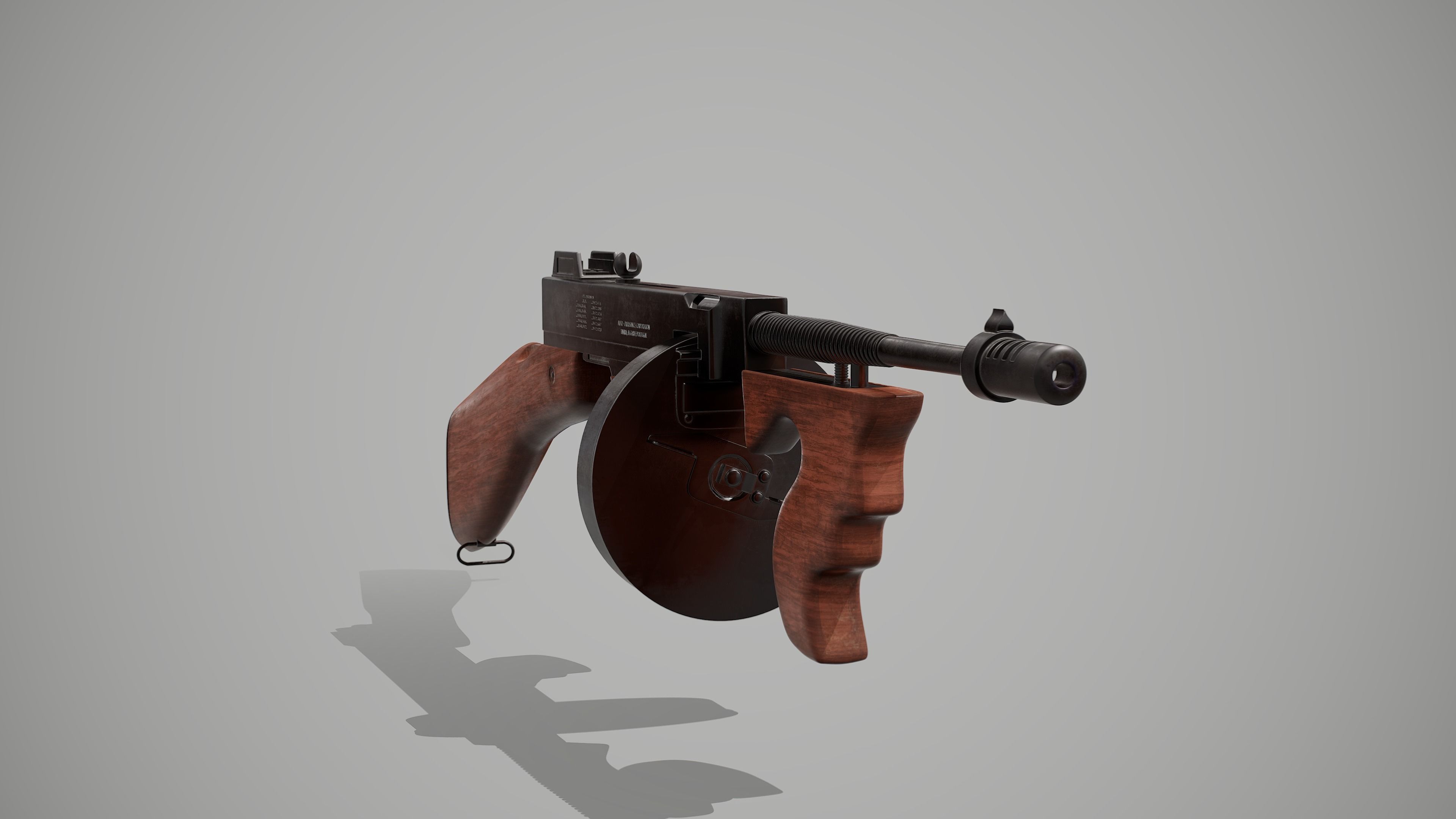 Thompson submachine gun Low-poly 3D model_9