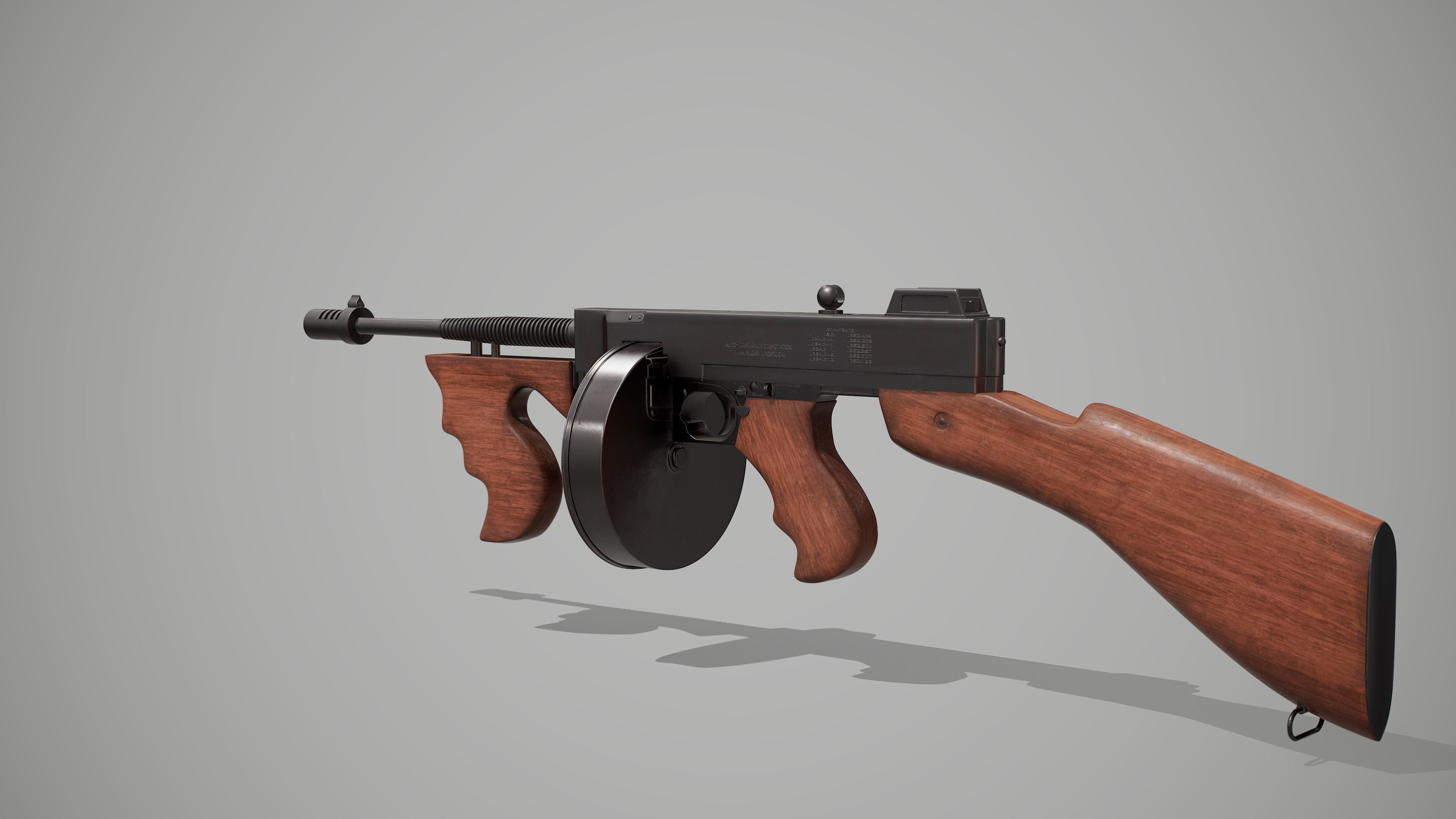 Thompson submachine gun Low-poly 3D model_5