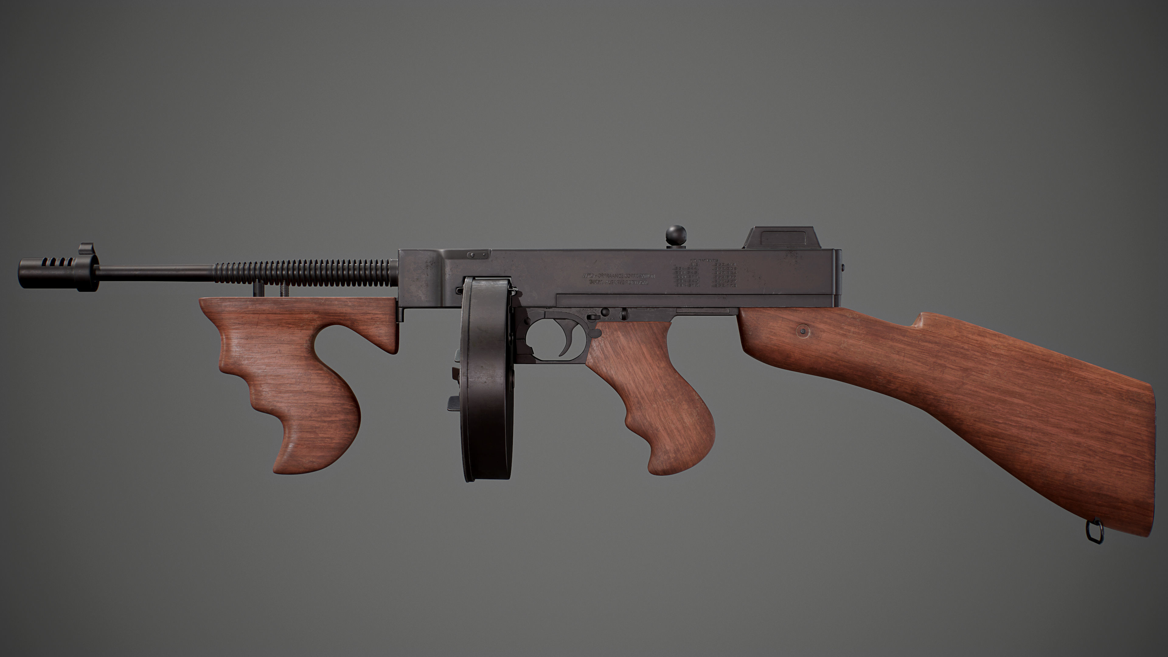 Thompson submachine gun Low-poly 3D model_12