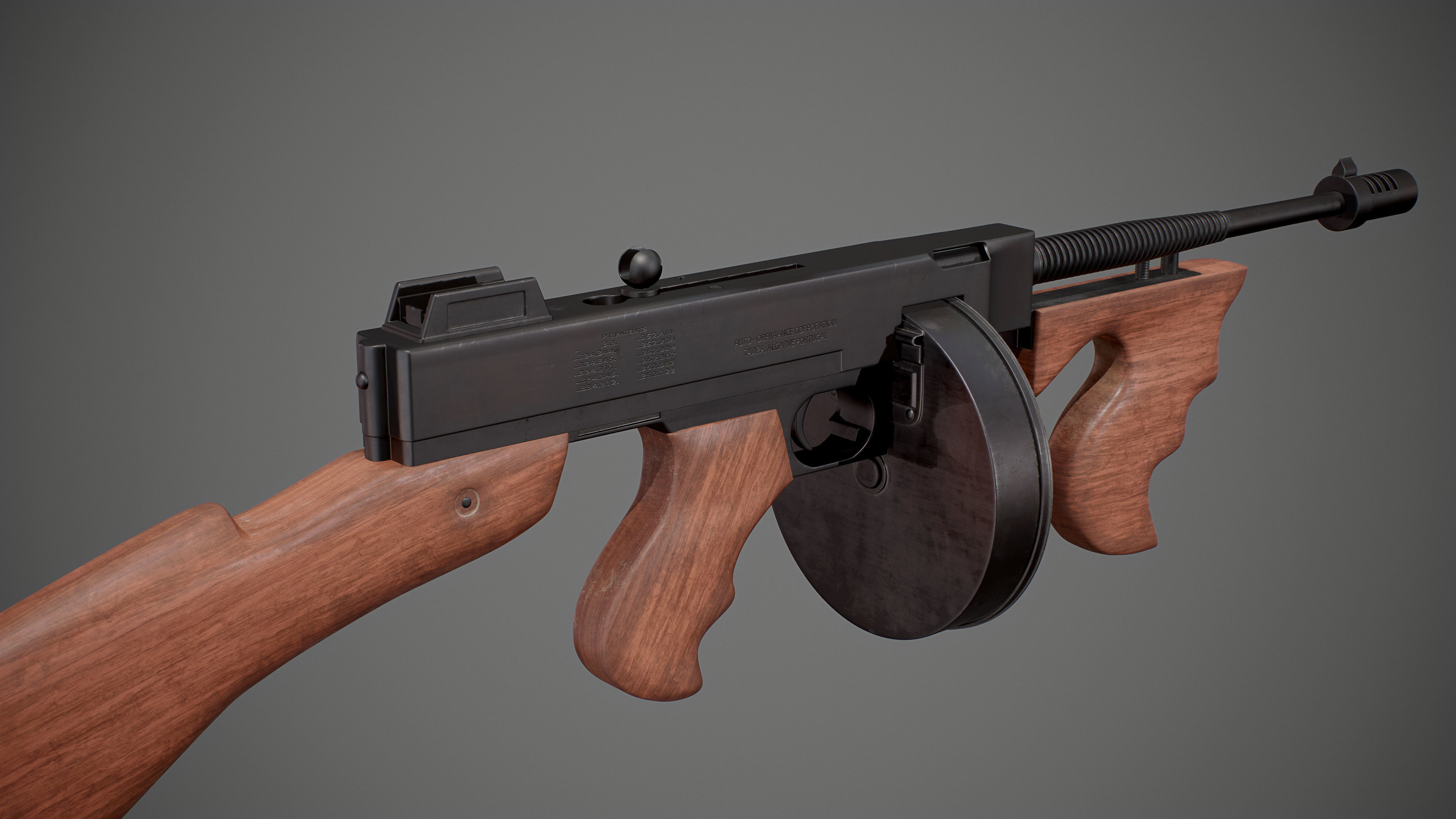 Thompson submachine gun Low-poly 3D model_14