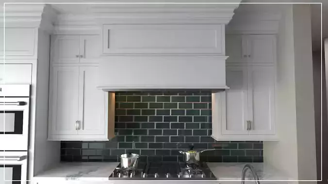 kitchen with cabinets and tile
