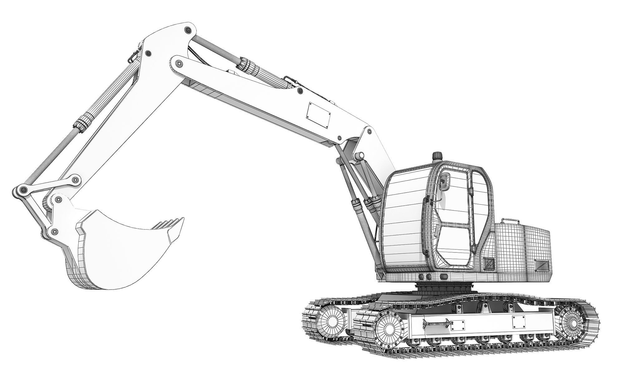 Excavator Tracked 3D model_4
