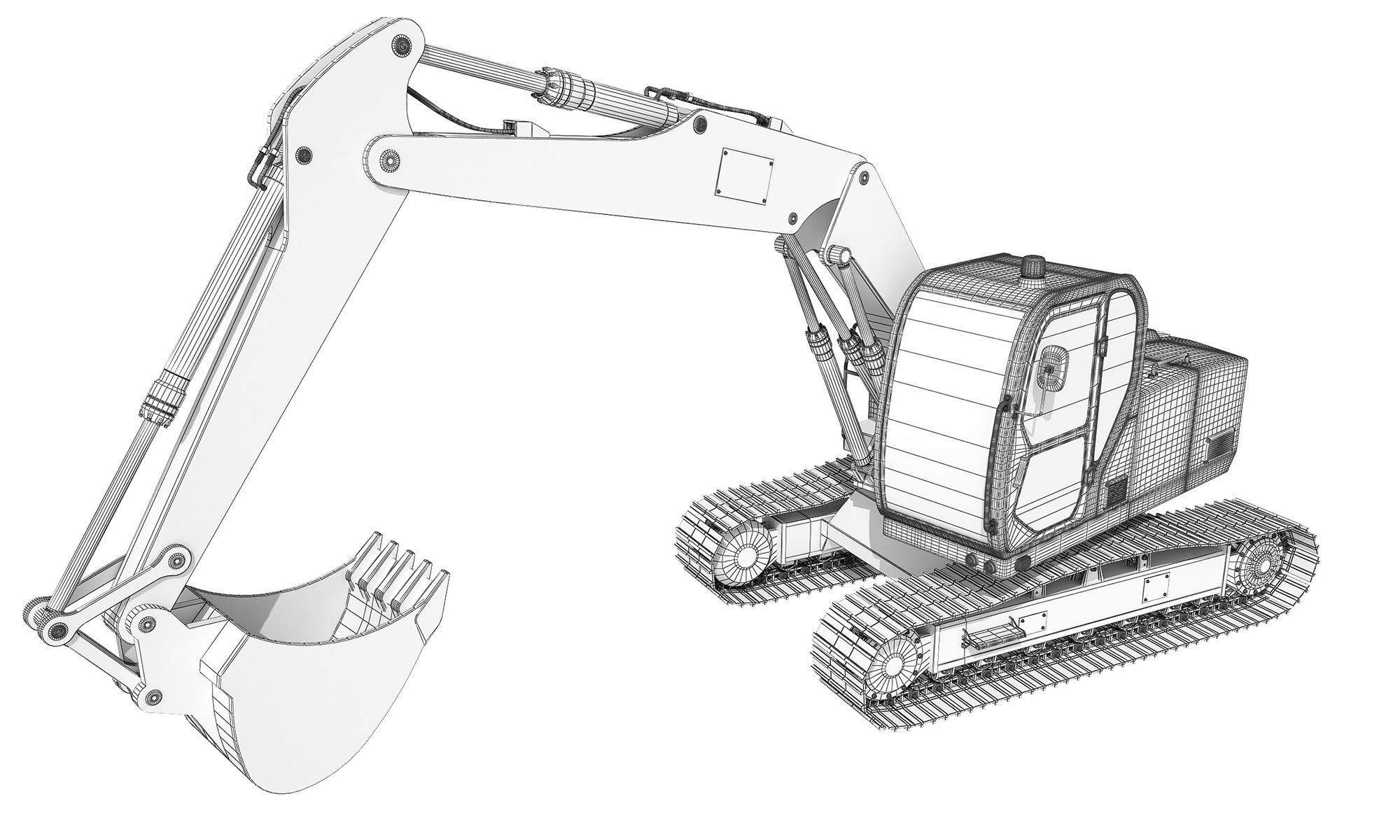 Excavator Tracked 3D model_12
