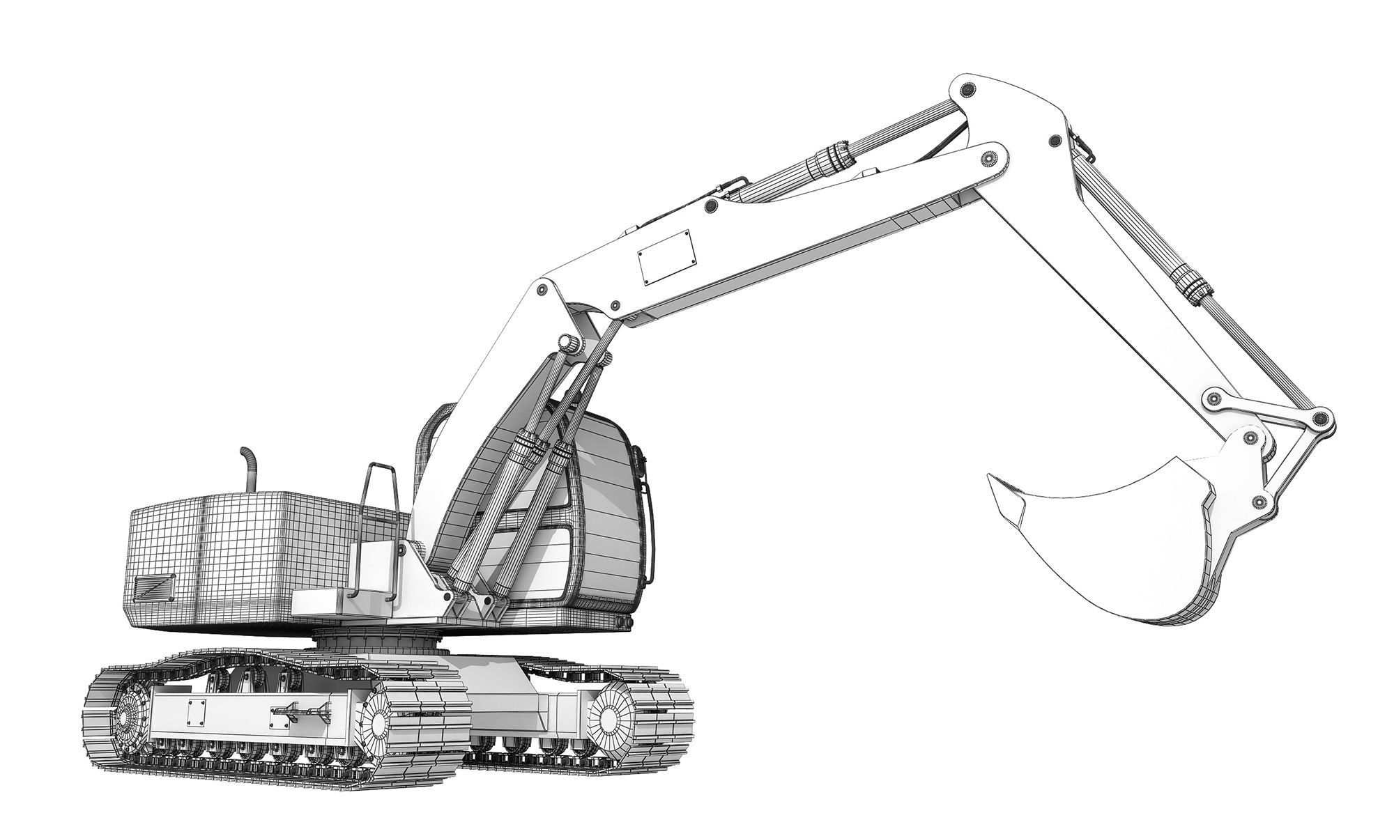 Excavator Tracked 3D model_10