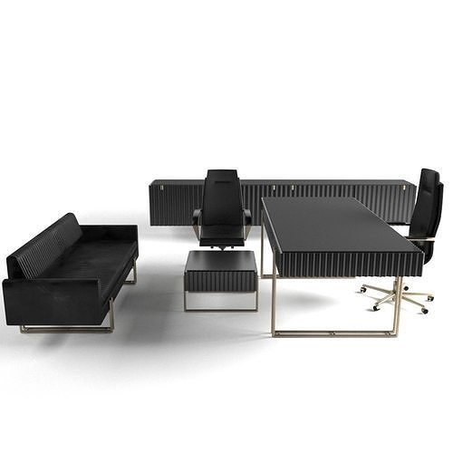 Modern Office Furniture Black Gold best quality boss room Low-poly 3D model