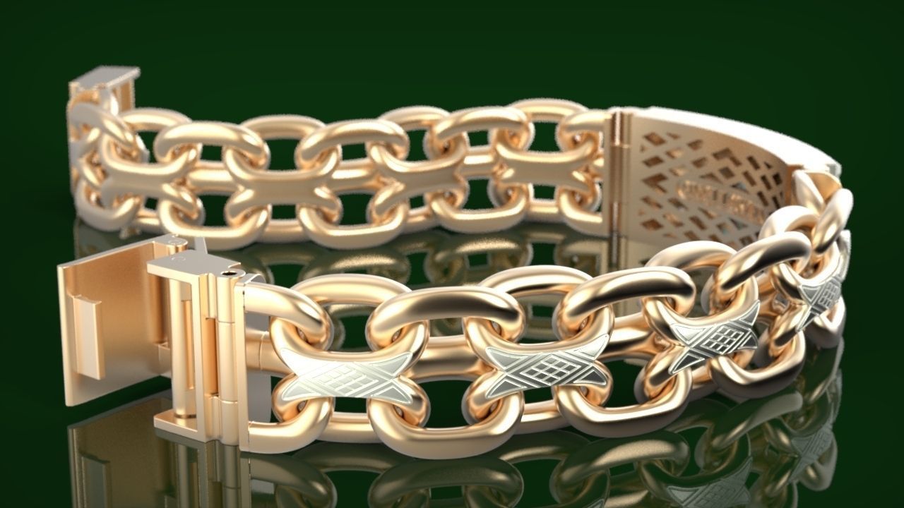 Double Bracelet with stones 3D print model_1