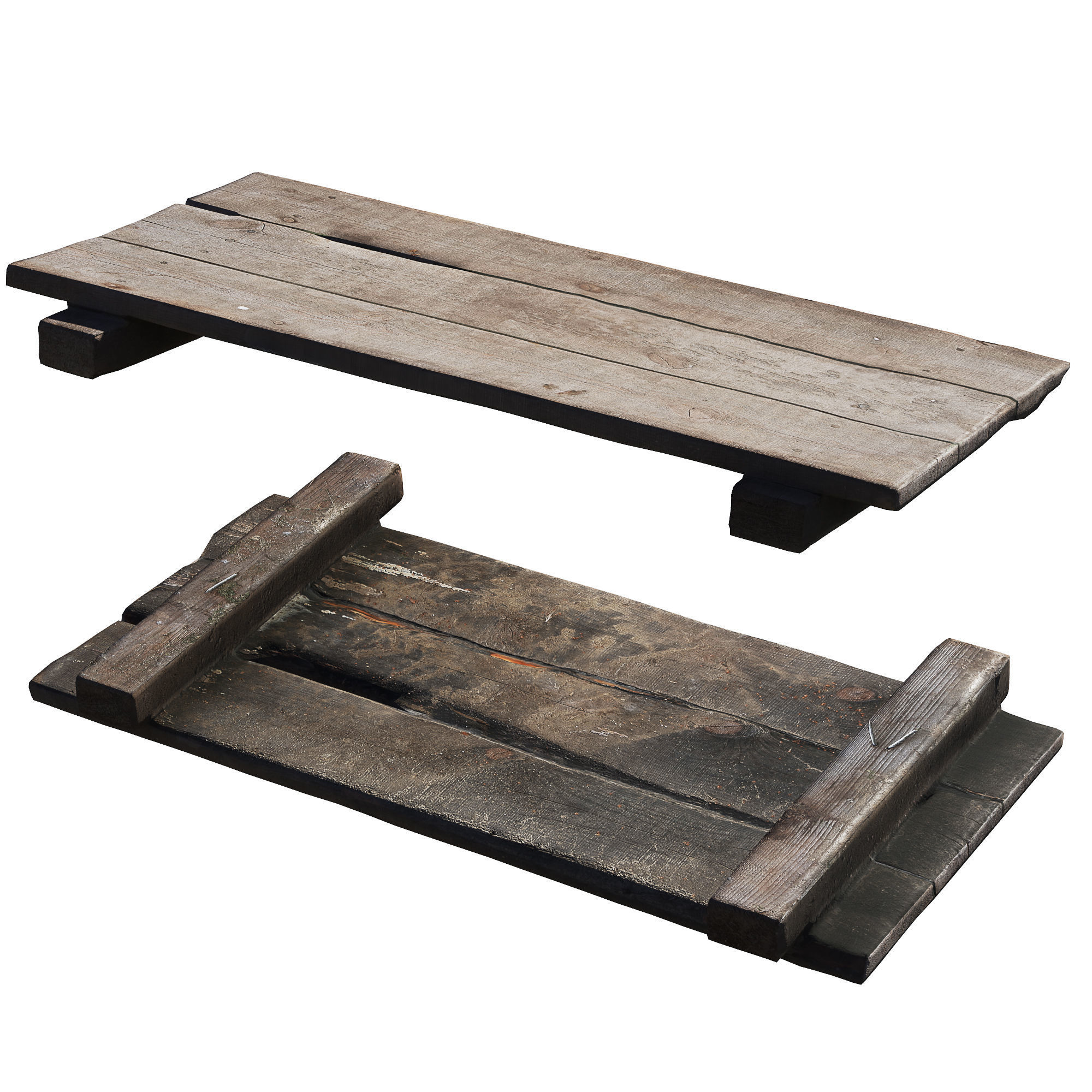  Wooden bridge  Low-poly 3D model_2