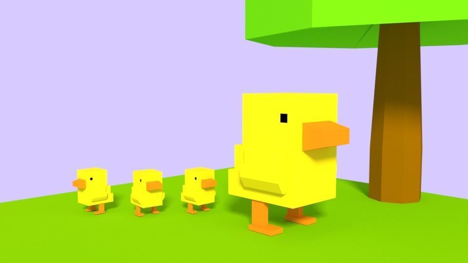 Duck Like Voxel Low-poly 3D model_1