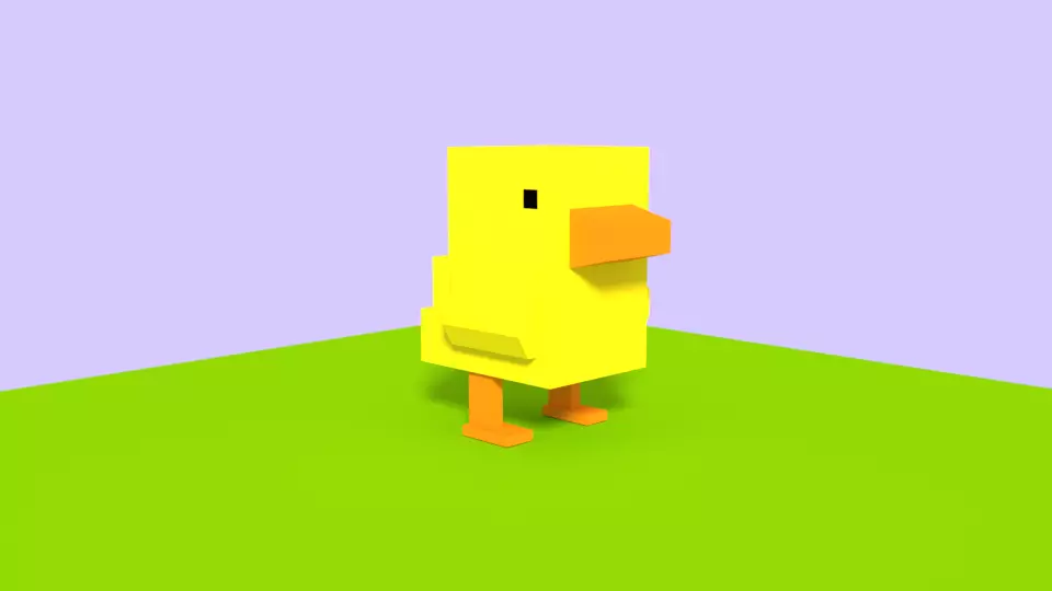 Duck Like Voxel Low-poly 3D model_0