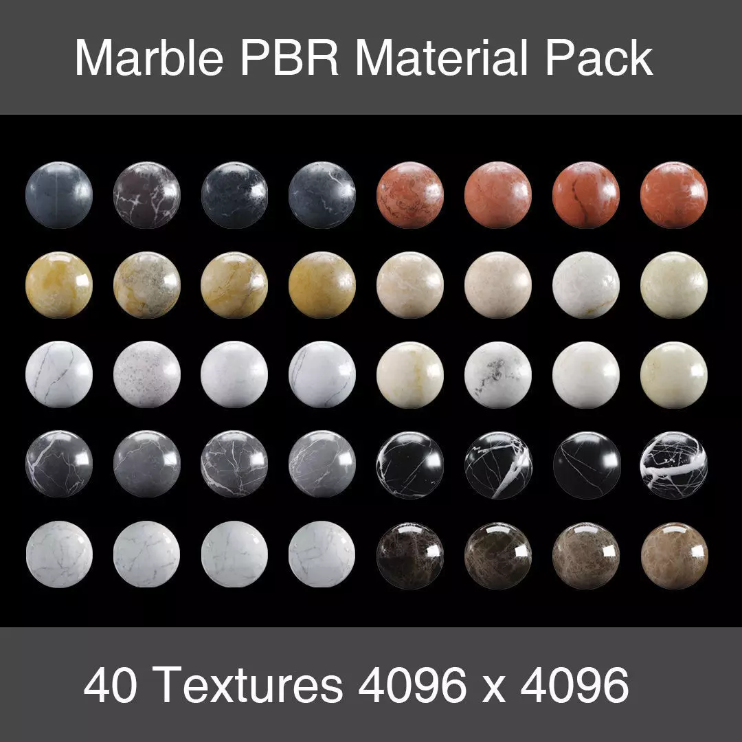40 Marble Texture Material Pack PBR 4K Texture_0