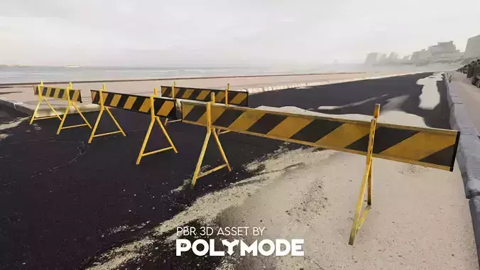 Traffic Barricade Game-ready Low-poly 3D model