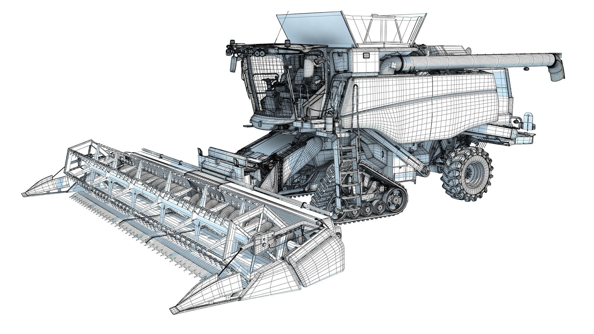 Tracked Combine Harvester 3D model_17