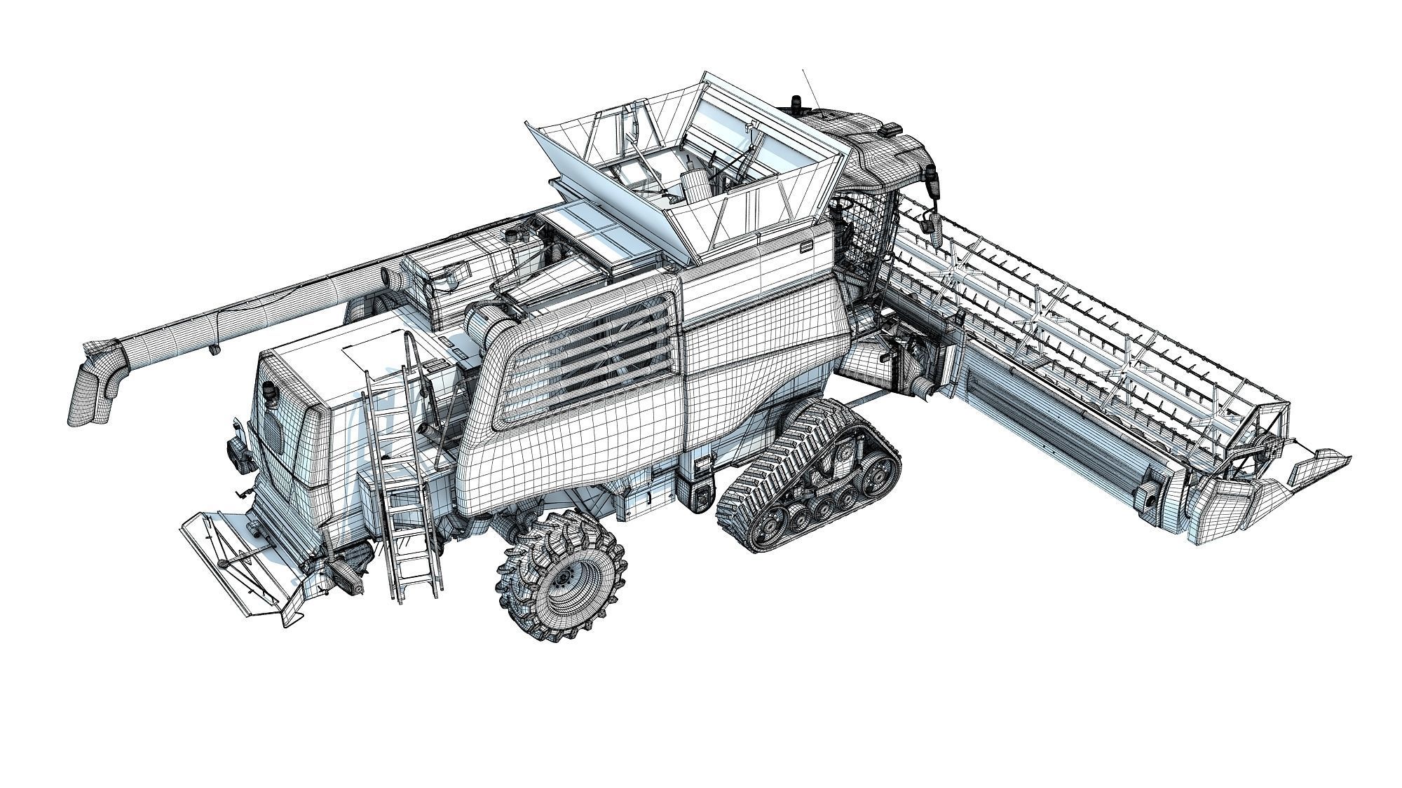 Tracked Combine Harvester 3D model_19