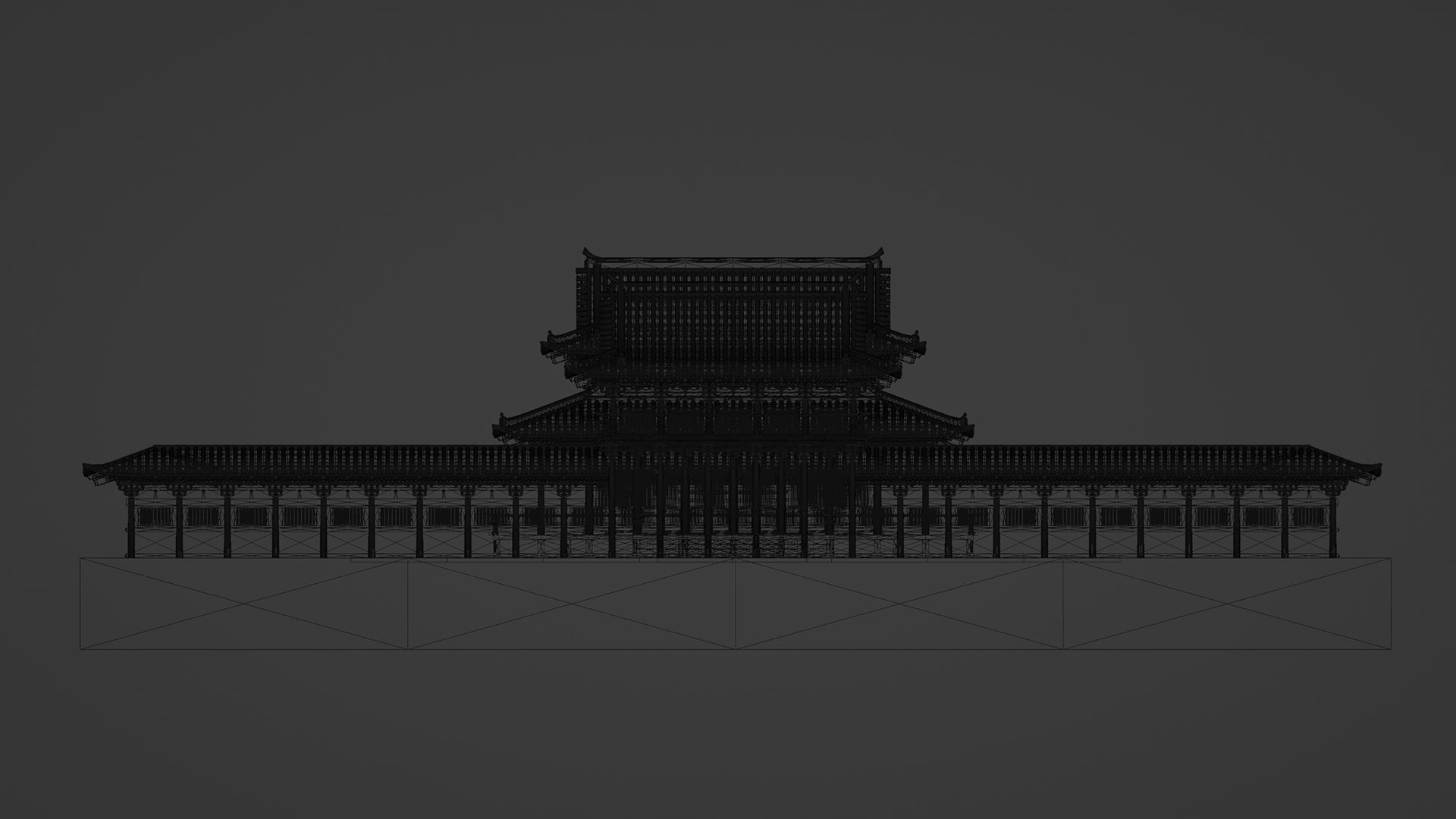 Japanese Modular Temple 2 Low-poly 3D model_17