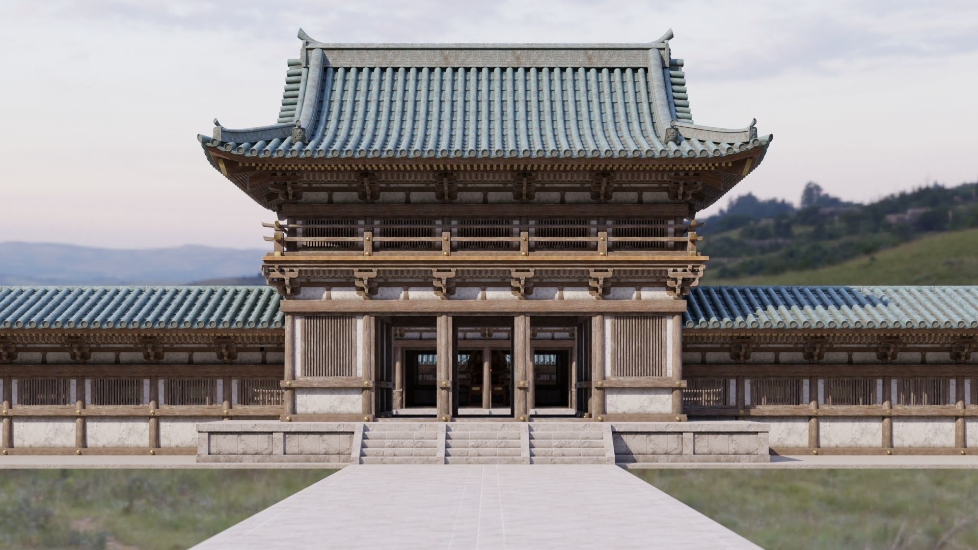 Japanese Modular Temple 2 Low-poly 3D model_3