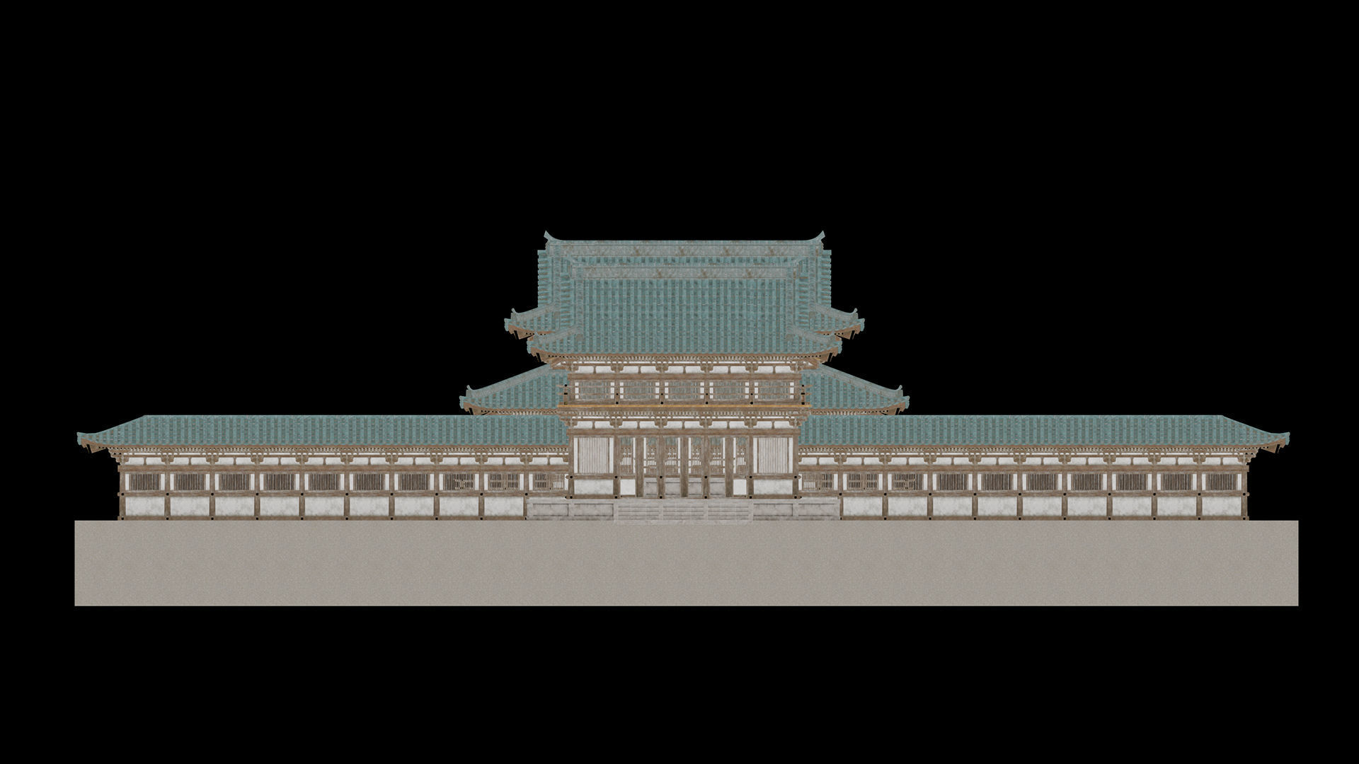 Japanese Modular Temple 2 Low-poly 3D model_15