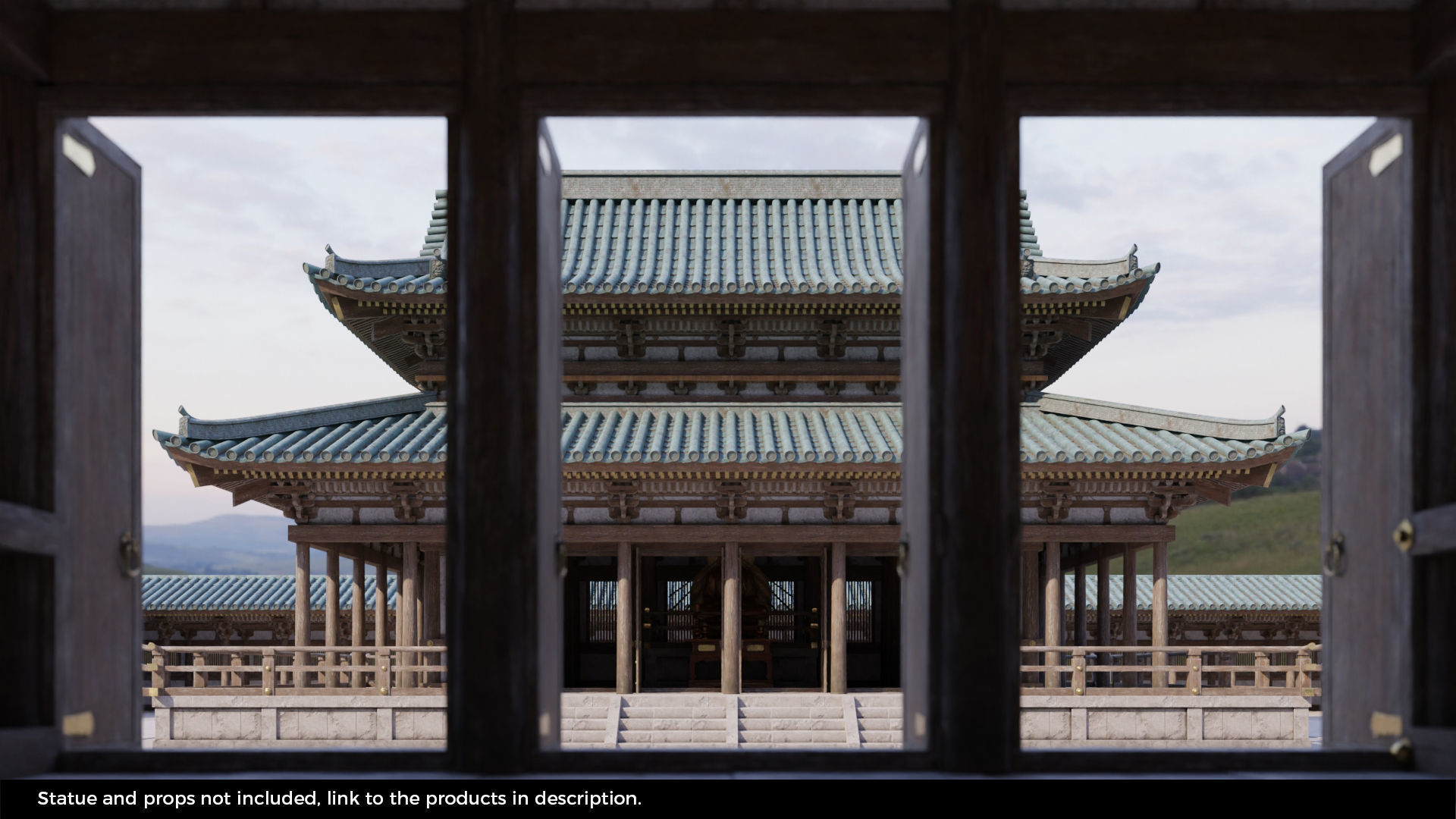 Japanese Modular Temple 2 Low-poly 3D model_6