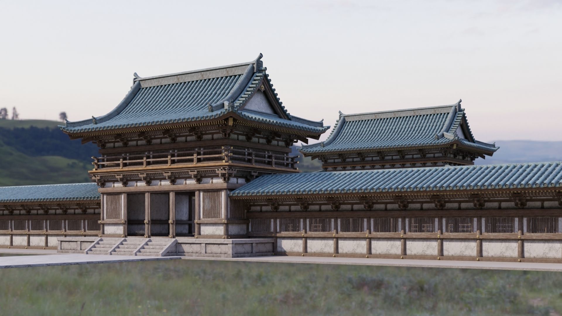 Japanese Modular Temple 2 Low-poly 3D model_4