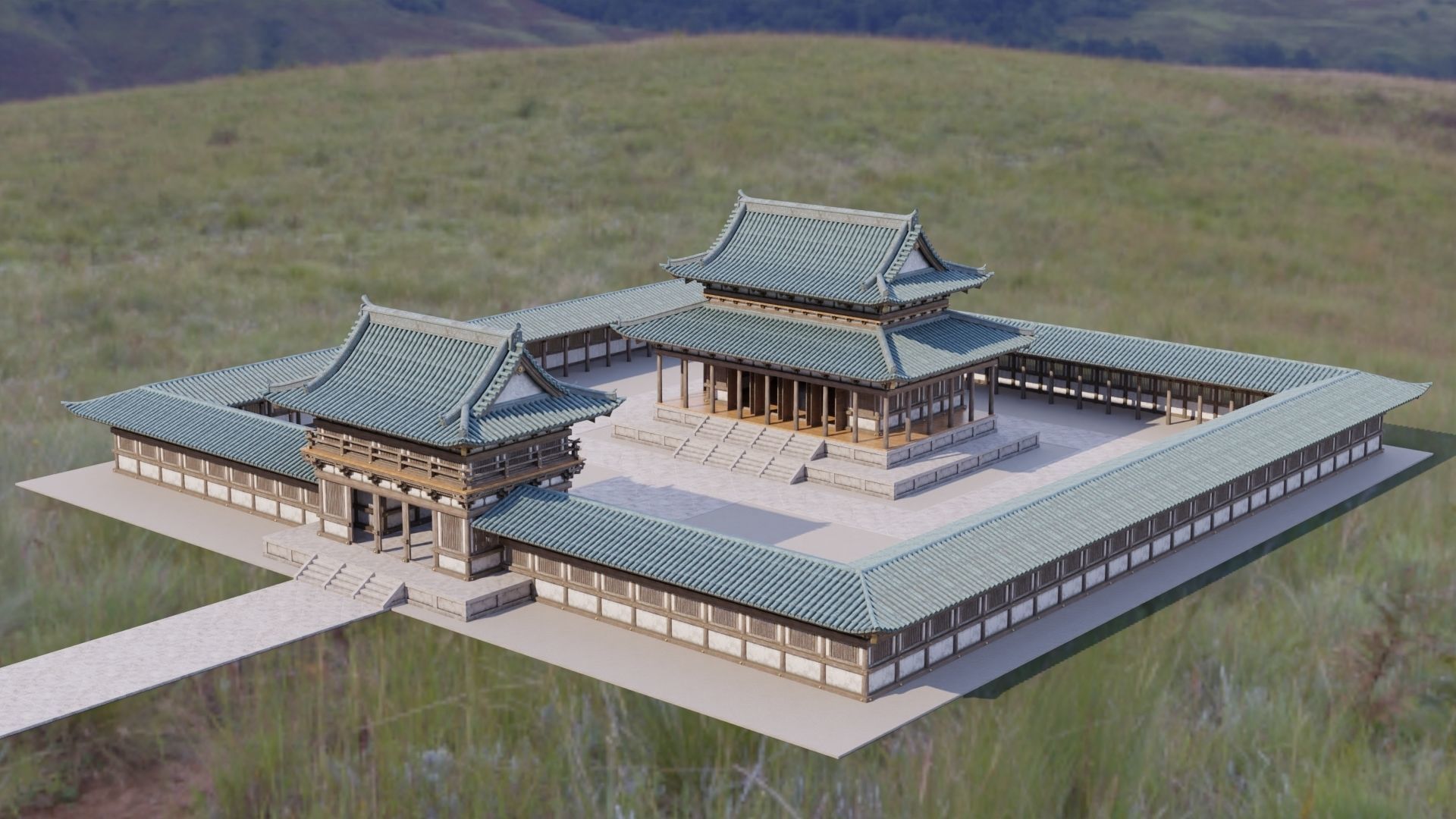 Japanese Modular Temple 2 Low-poly 3D model_12