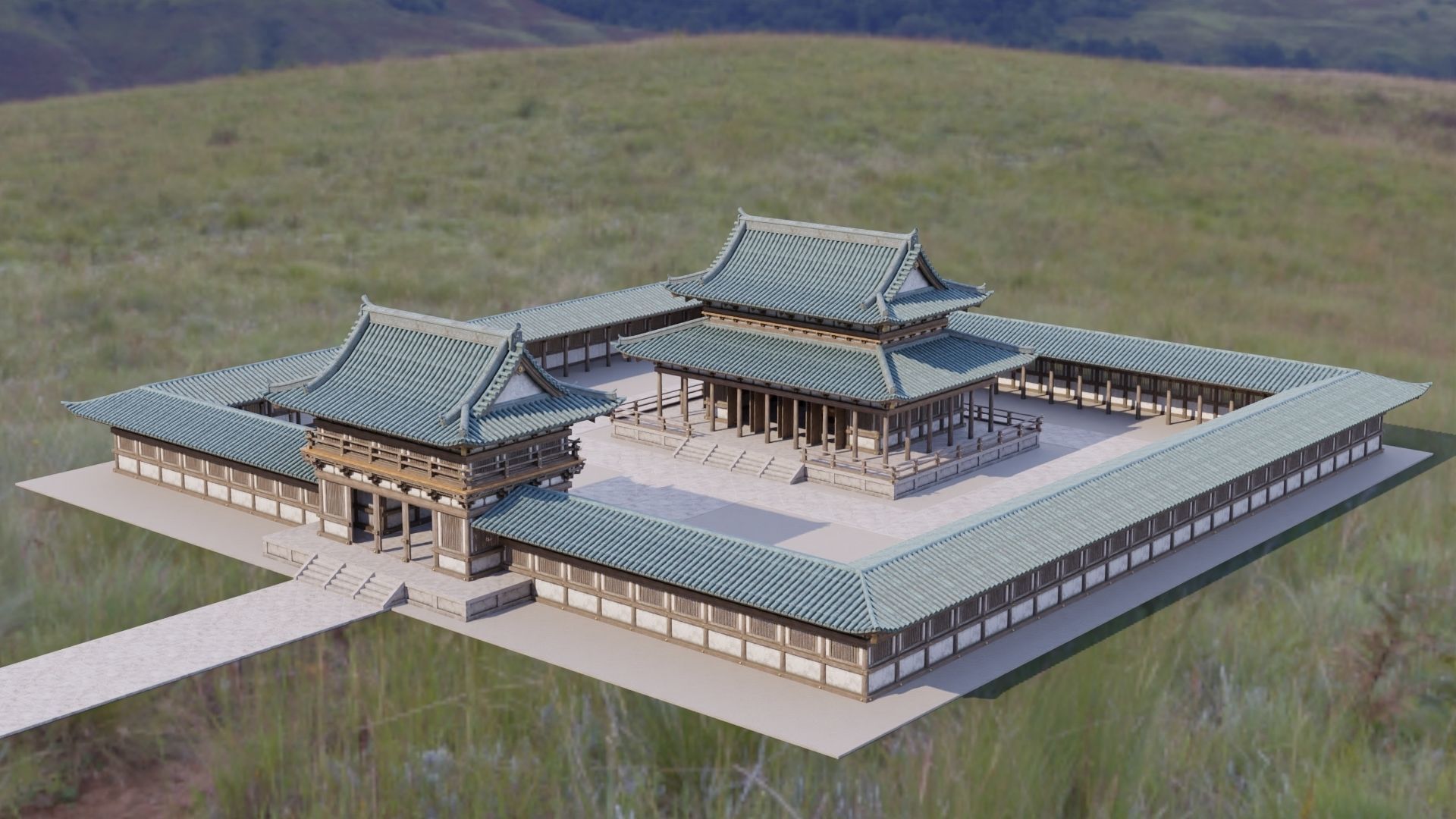 Japanese Modular Temple 2 Low-poly 3D model_13
