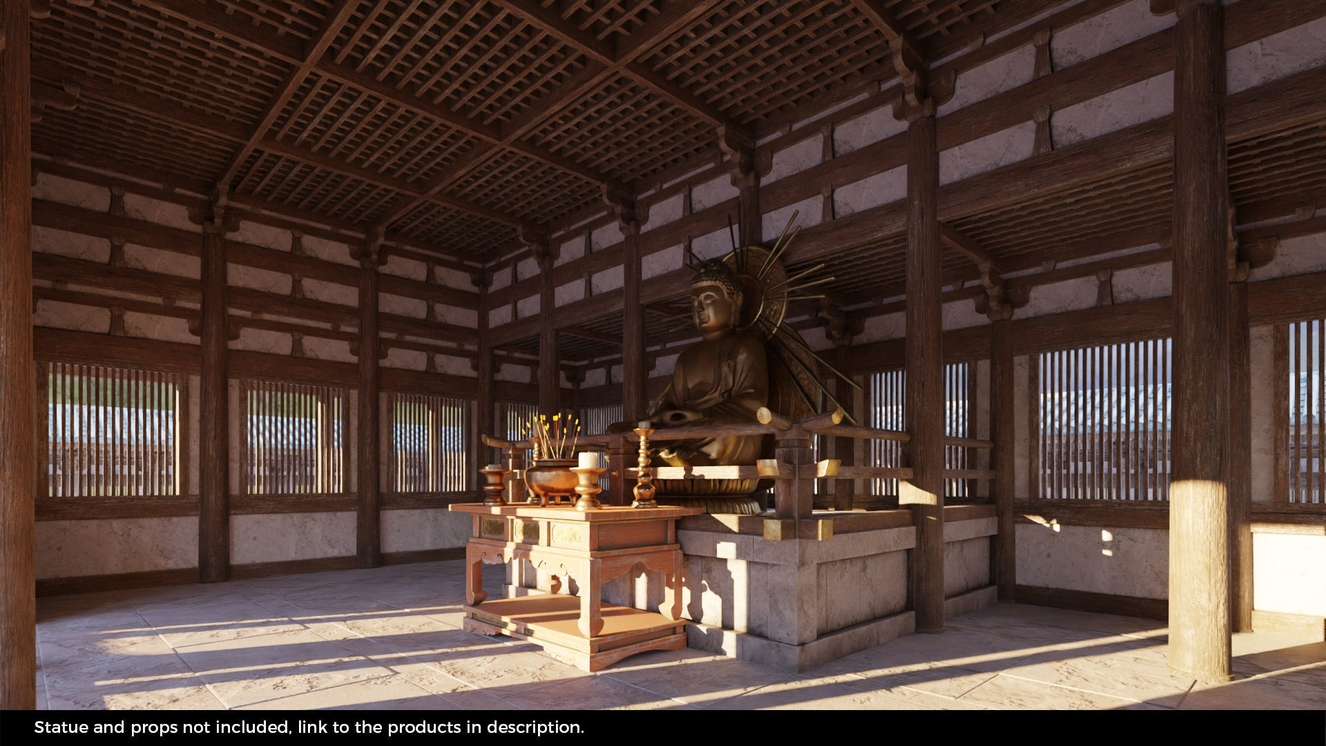 Japanese Modular Temple 2 Low-poly 3D model_11