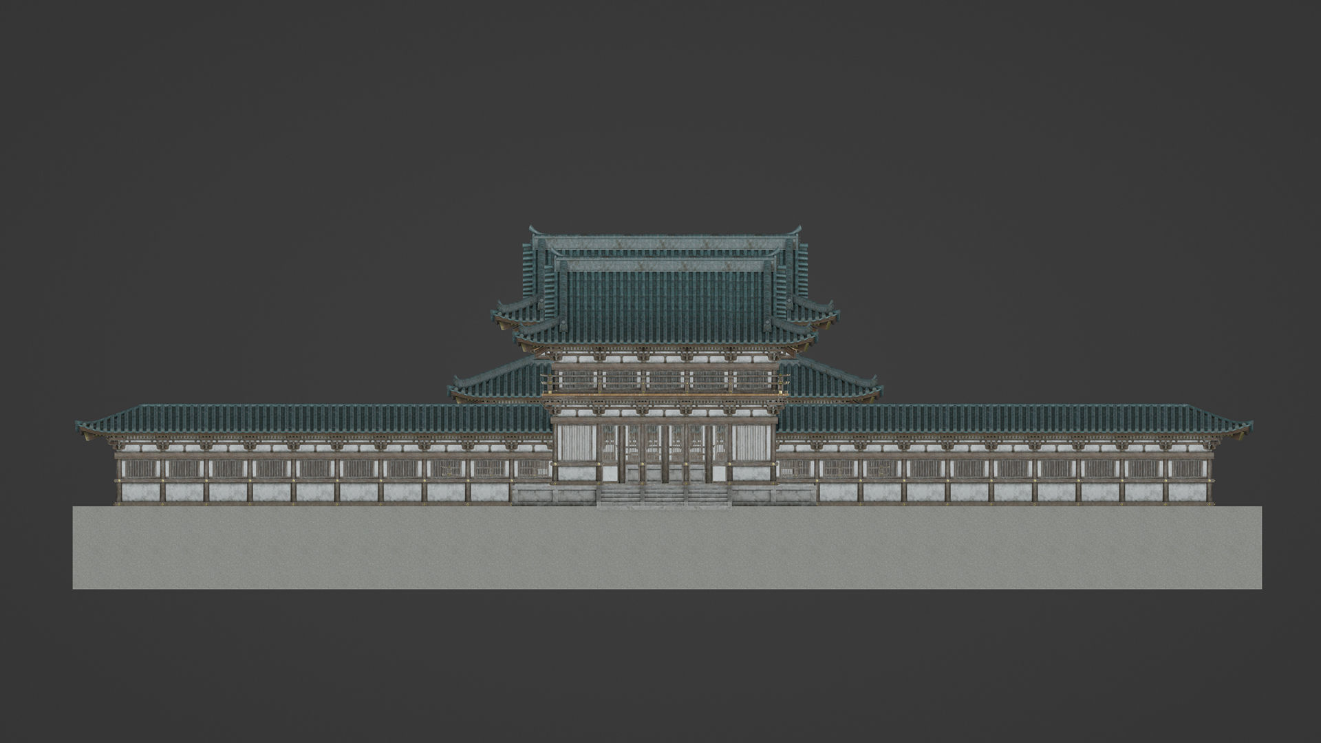 Japanese Modular Temple 2 Low-poly 3D model_14