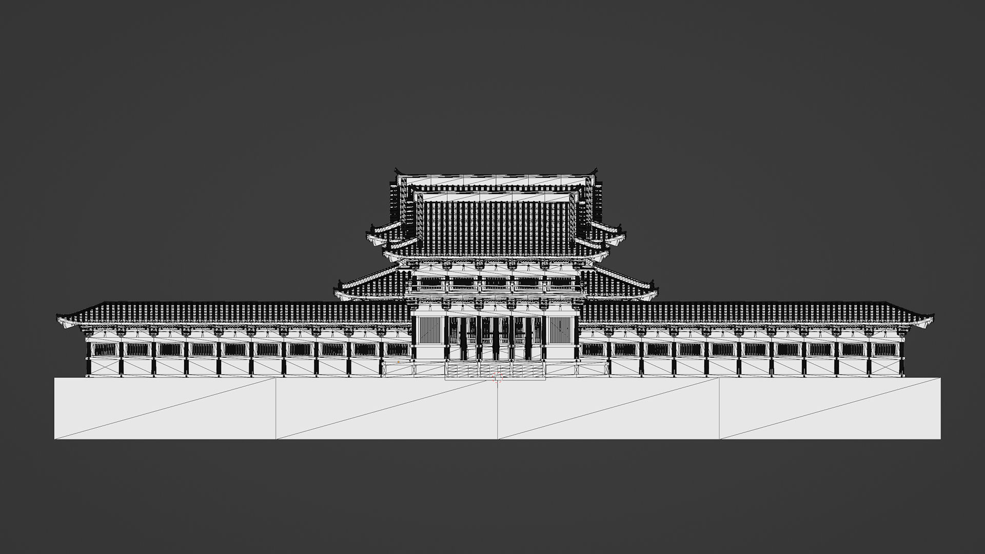 Japanese Modular Temple 2 Low-poly 3D model_16