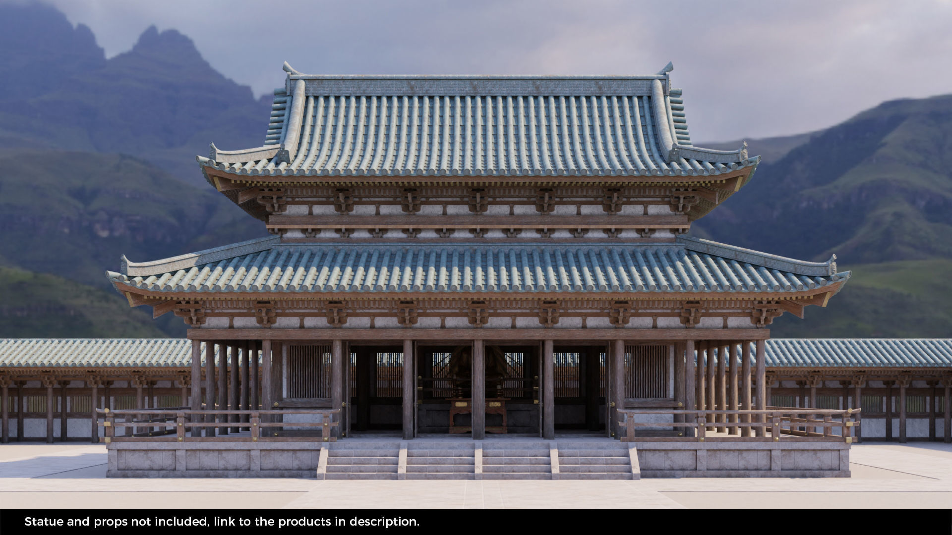 Japanese Modular Temple 2 Low-poly 3D model_2