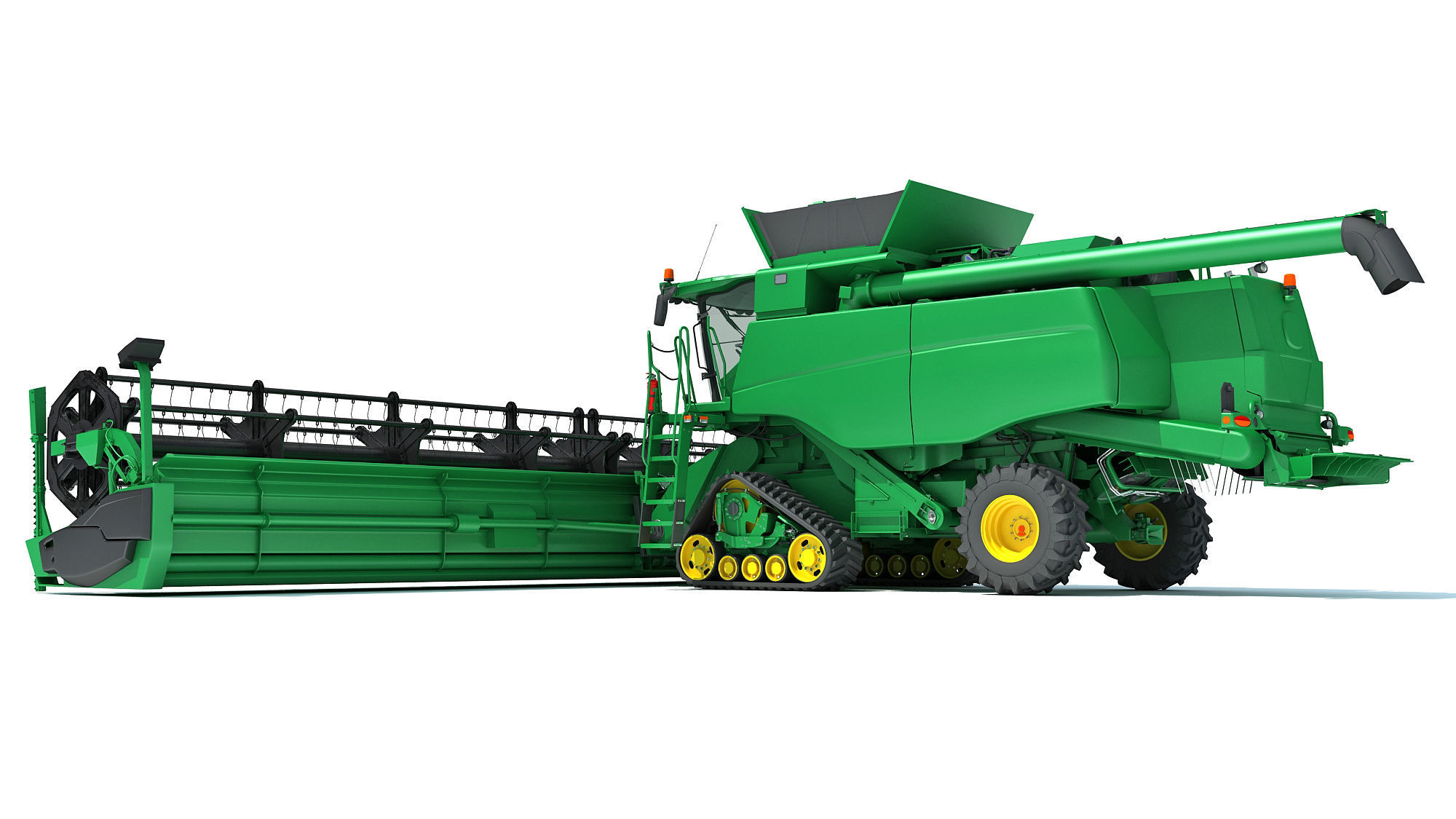 Green Combine Harvester 3D model_2