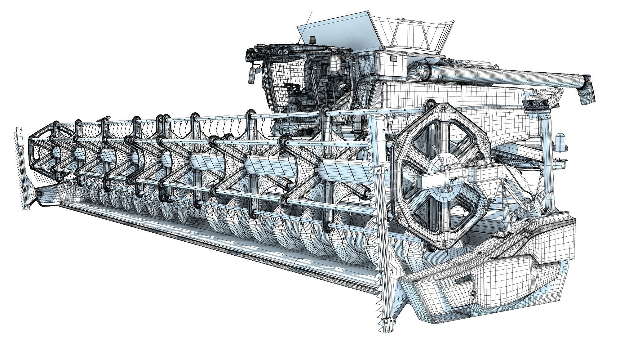Green Combine Harvester 3D model_21