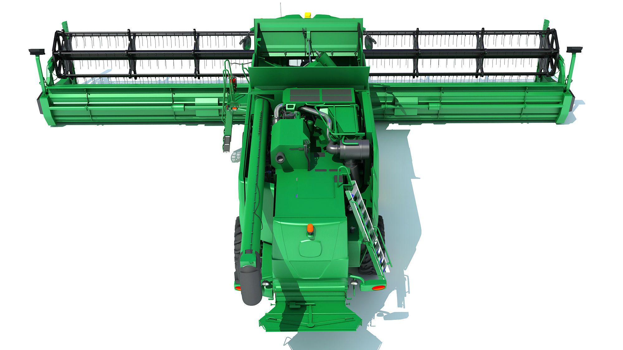 Green Combine Harvester 3D model_4
