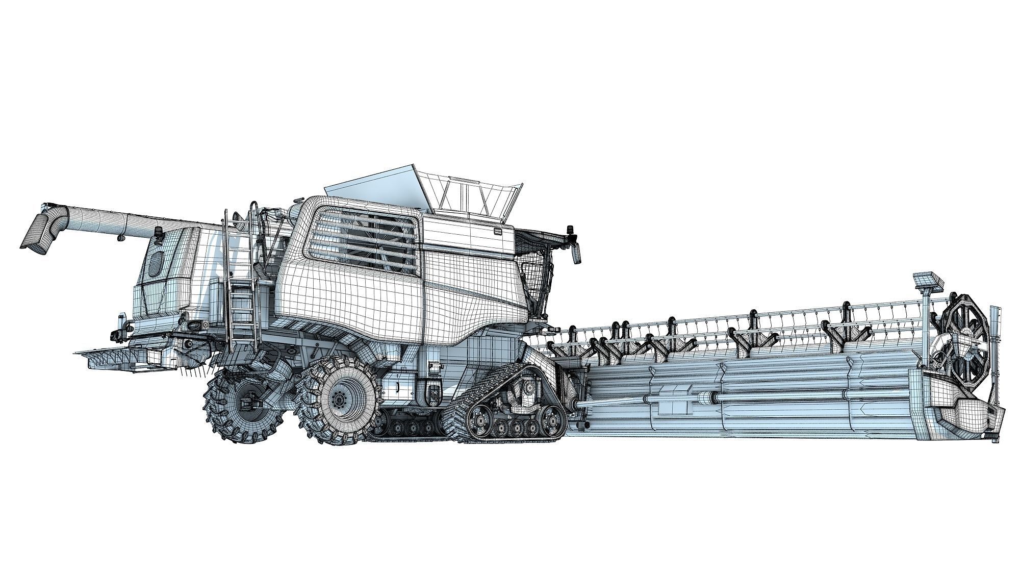 Green Combine Harvester 3D model_19