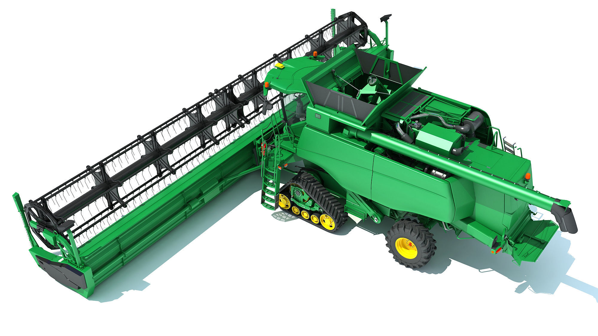 Green Combine Harvester 3D model_3
