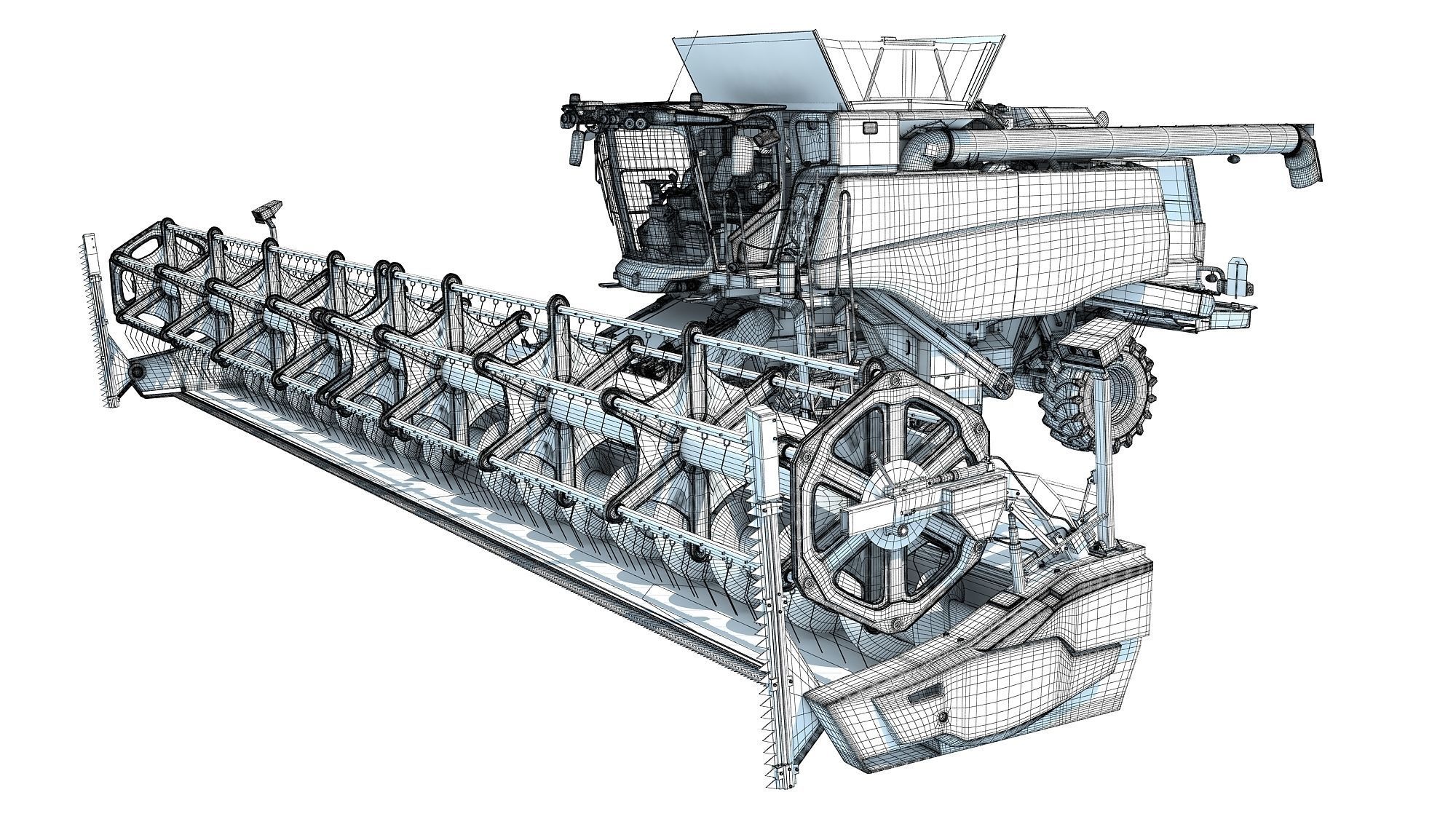 Green Combine Harvester 3D model_17