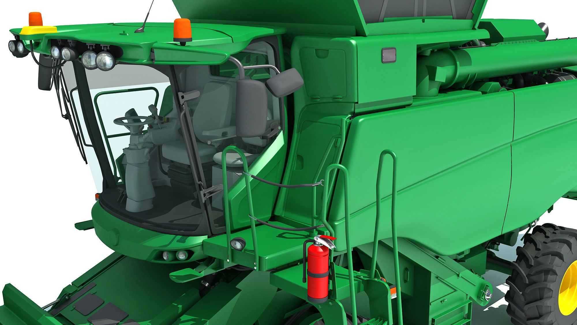 Green Combine Harvester 3D model_14