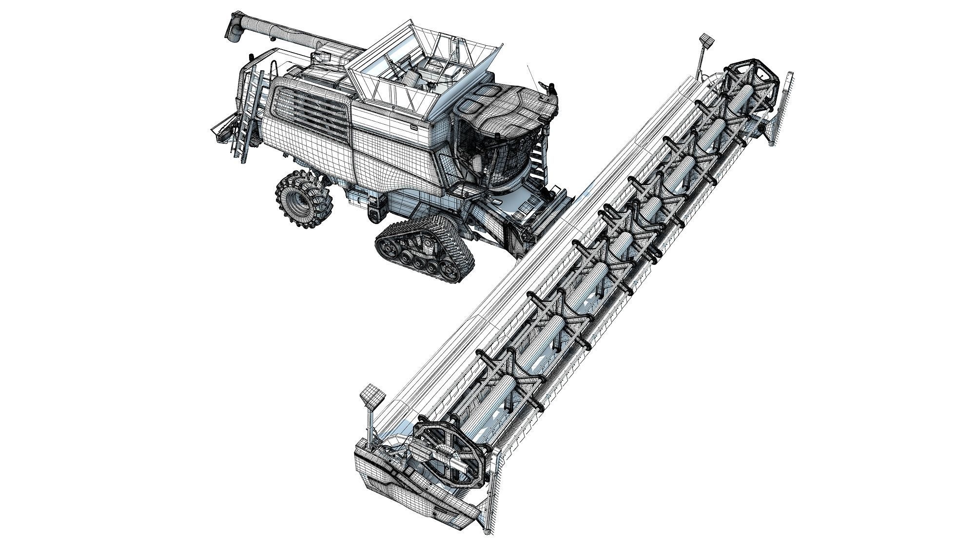 Green Combine Harvester 3D model_20