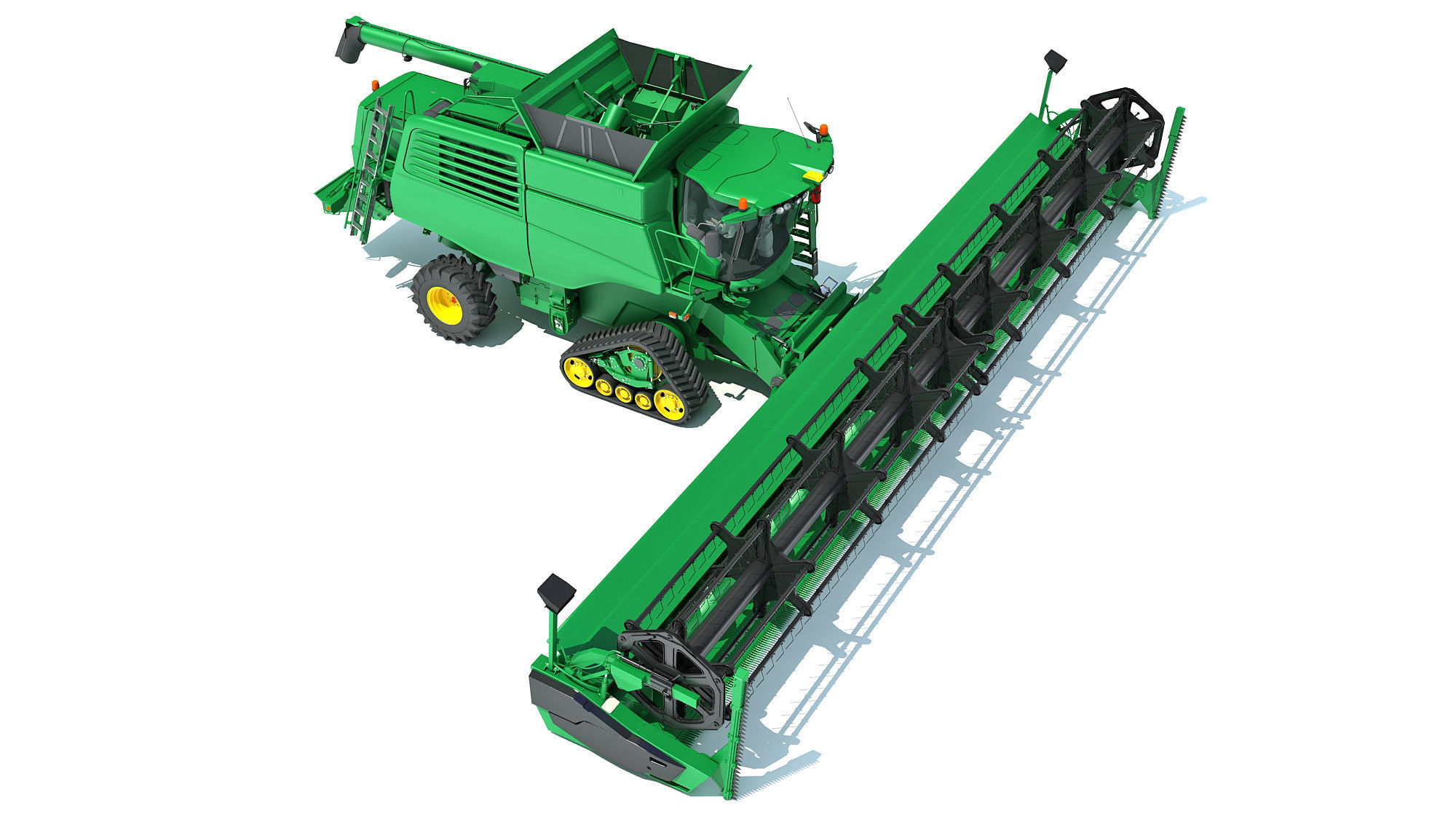 Green Combine Harvester 3D model_10